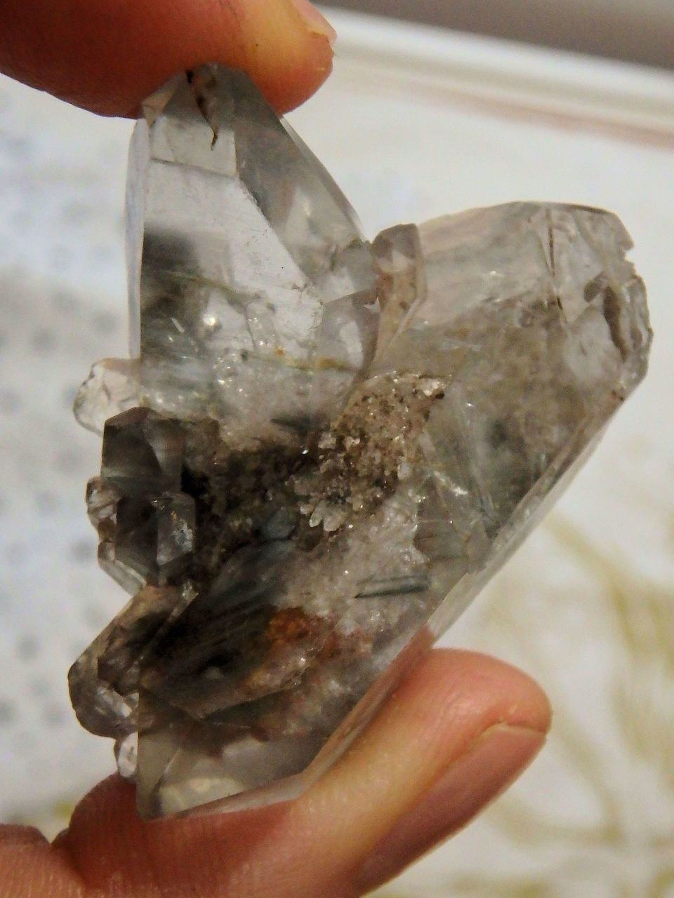  DT Grey Actinolite Inclusions Quartz Cluster From Brazil