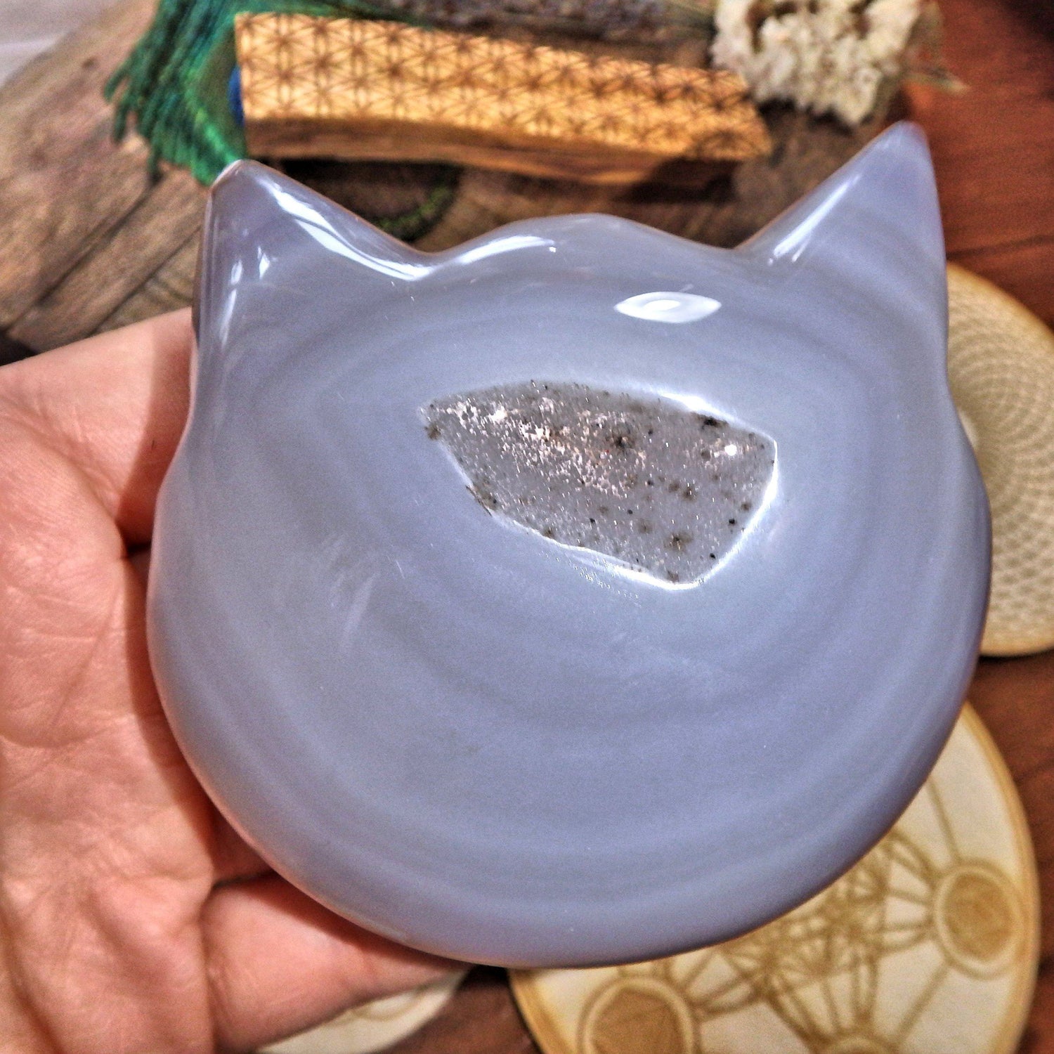  Cat Lover Druzy Geode Large Agate Carving 8