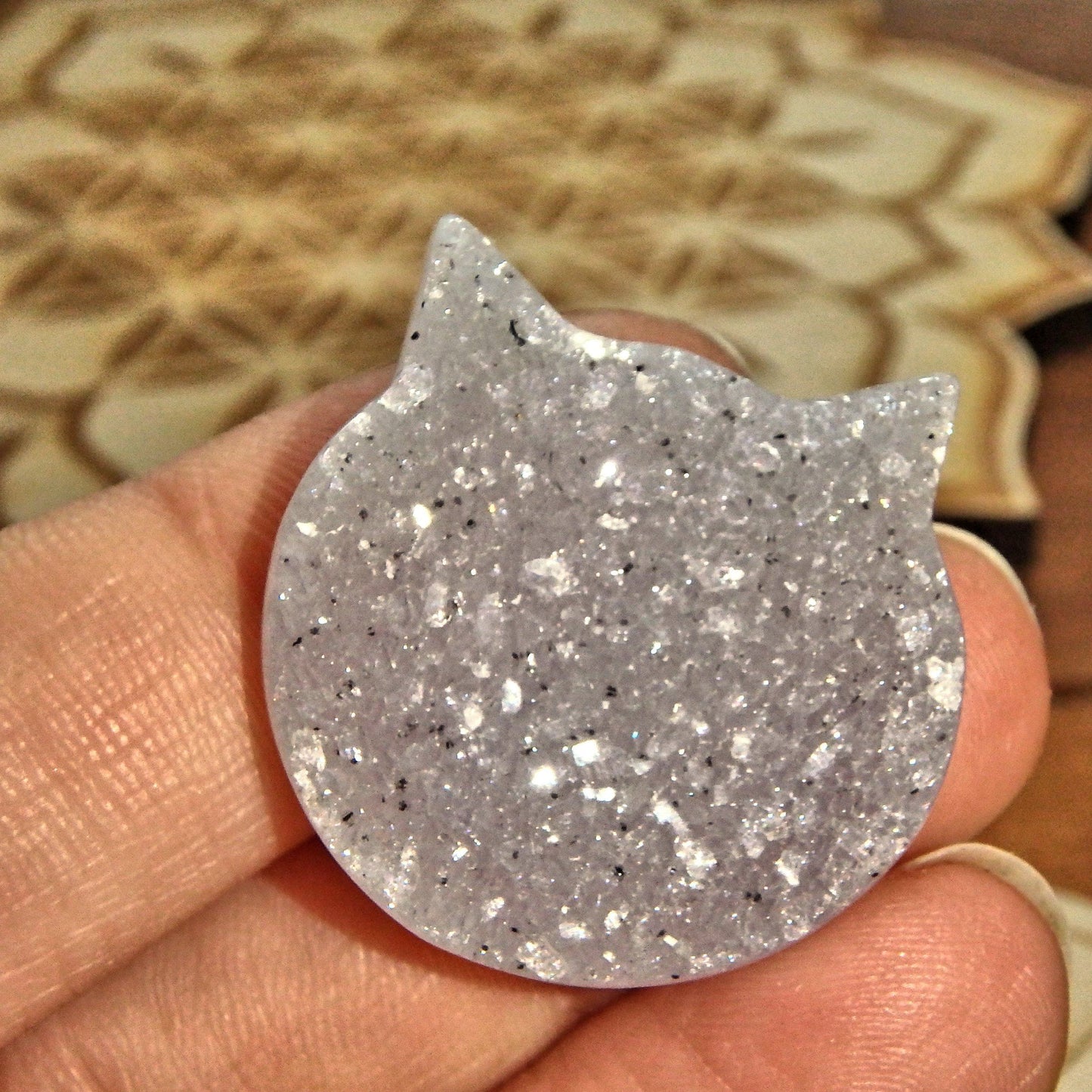  Cat Lovers Agate Druzy Quartz Carving~Ideal for Crafting