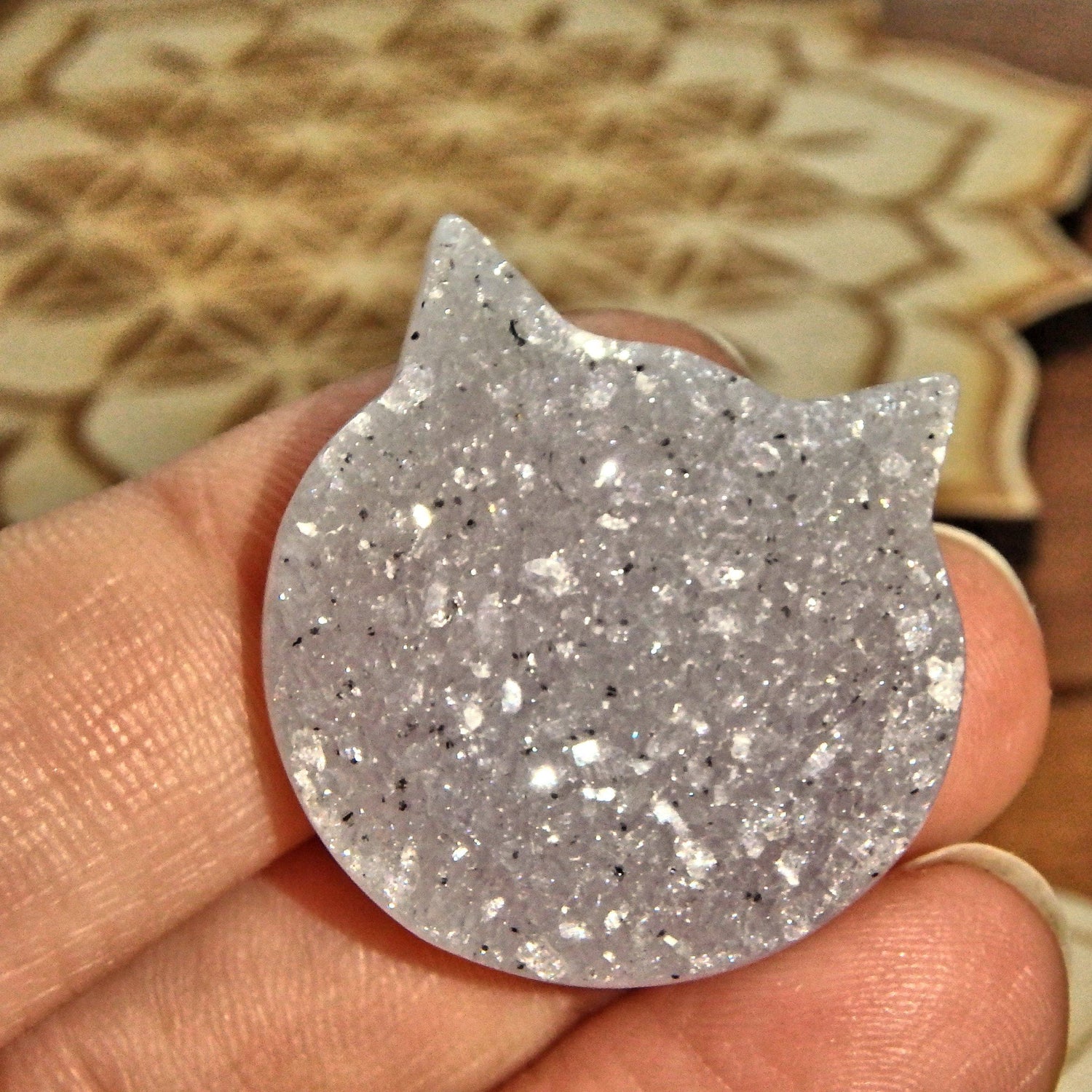  Cat Lovers Agate Druzy Quartz Carving~Ideal for Crafting