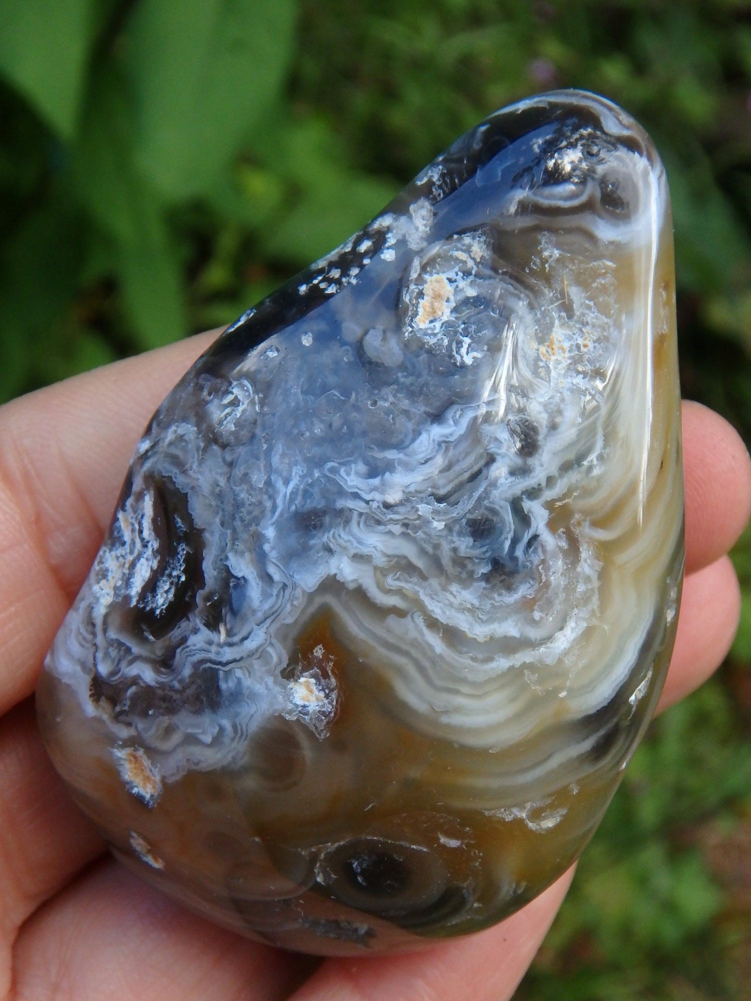  Ancient Water Included Agate Enhydro Polished Specimen From Brazil