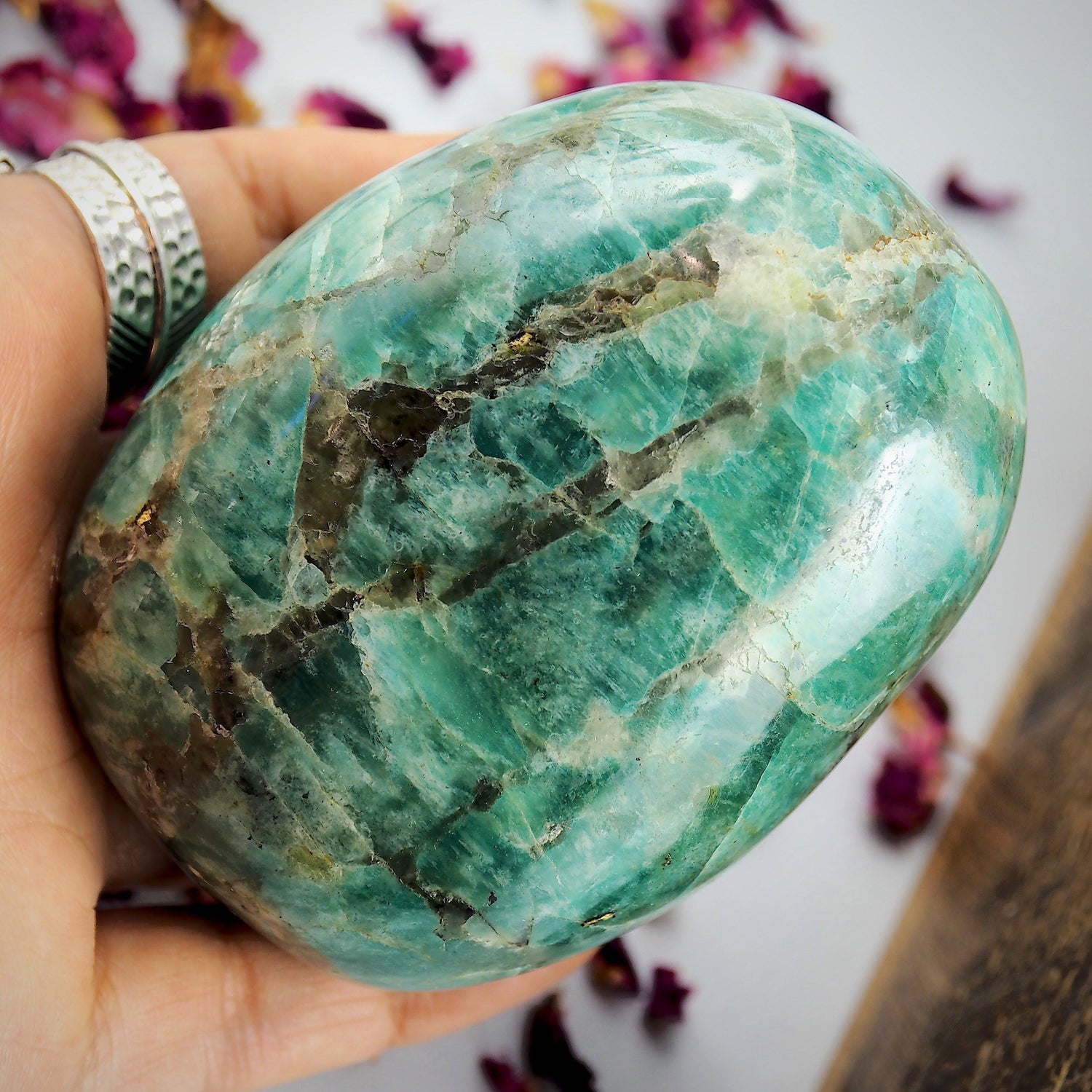  Chunky Marbled Amazonite & Smoky Quartz Gallet Specimen