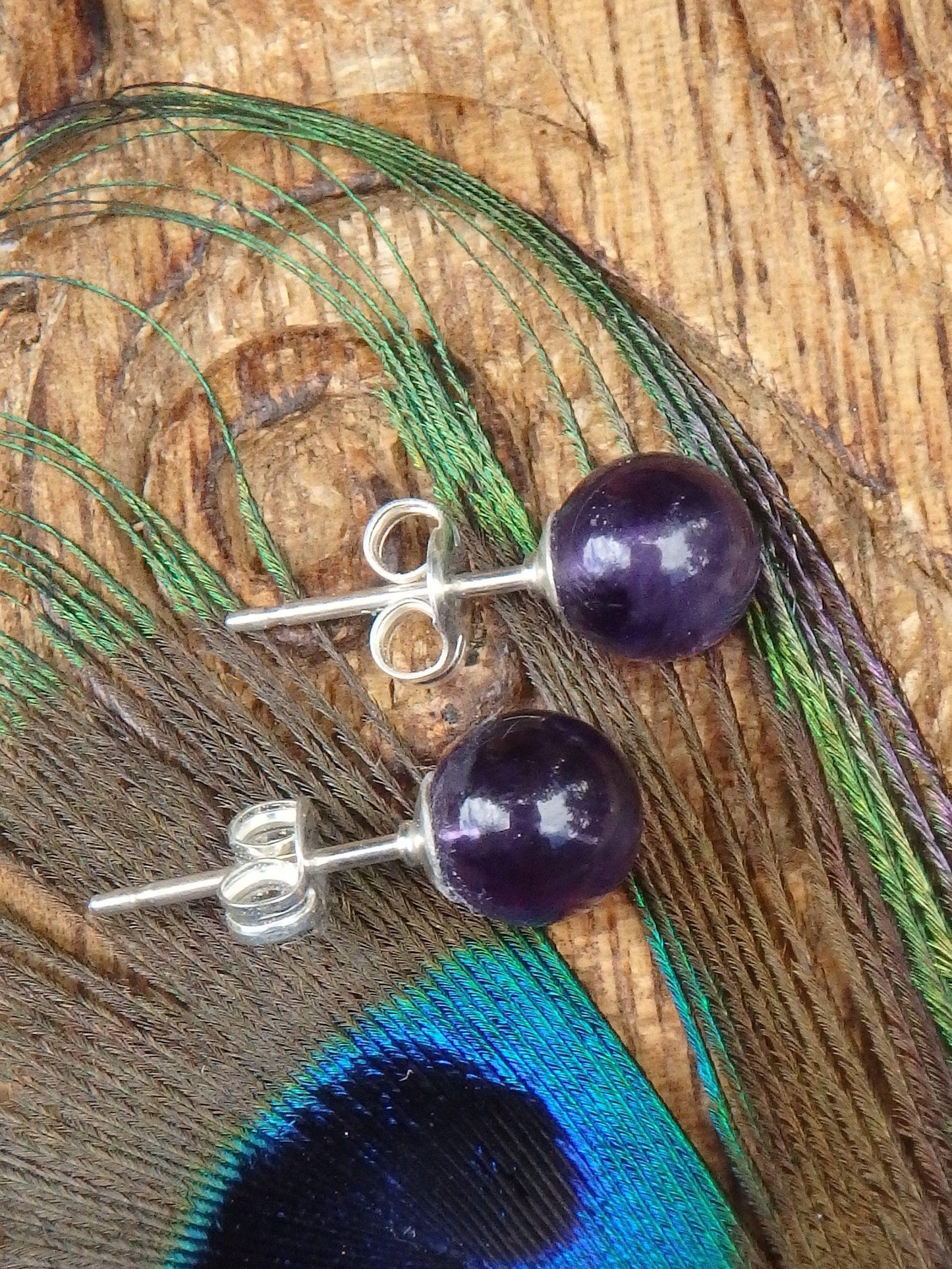  Dark Amethyst Studs in Sterling Silver