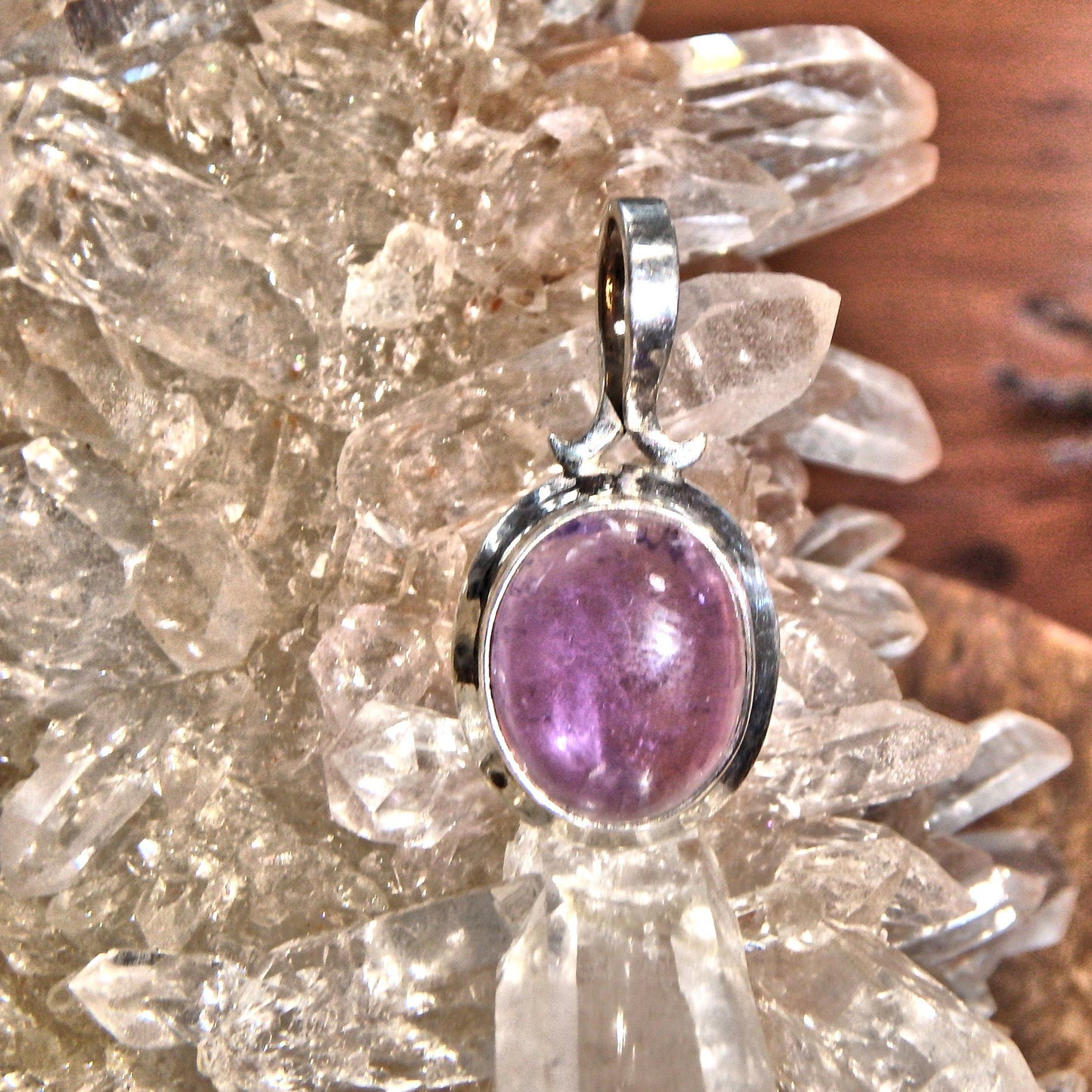  Cute Dainty Optical Purple Amethyst  Pendant in Sterling Silver (Includes Silver Chain)