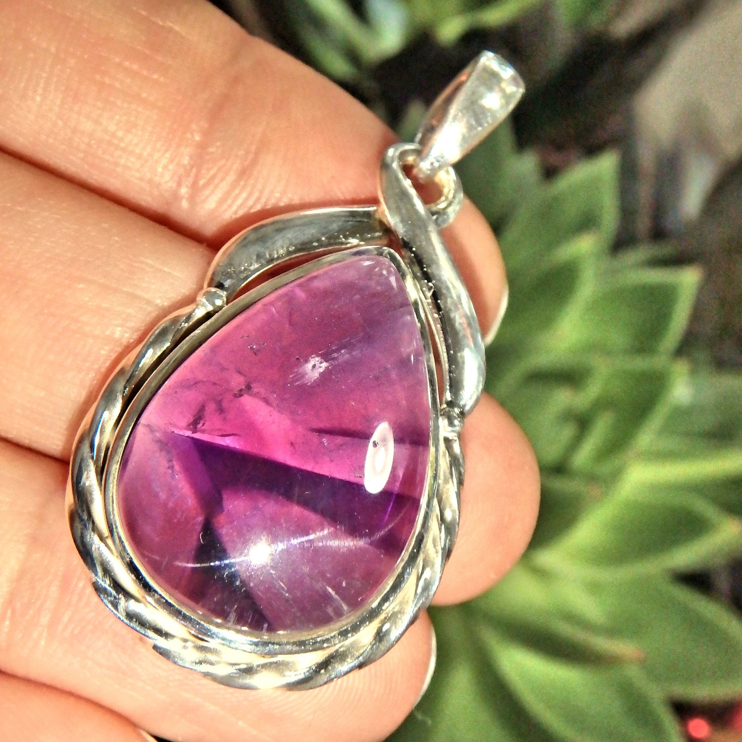 Jelly Purple Amethyst Sterling Silver Pendant (Includes Silver Chain)1 - Earth Family Crystals