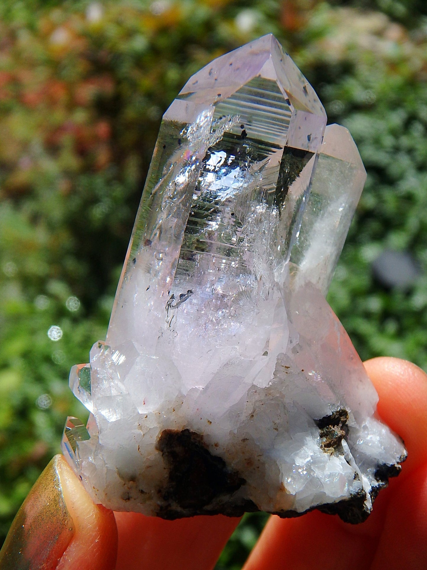 Moving Ancient Water Bubble~Light Lavender Purple Brandberg Amethyst Twin Point Cluster From Namibia - Earth Family Crystals