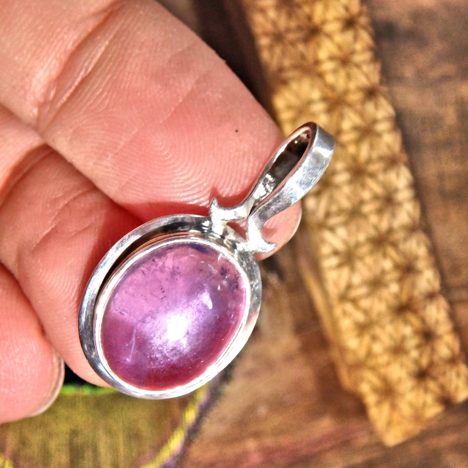  Cute Dainty Optical Purple Amethyst  Pendant in Sterling Silver (Includes Silver Chain)