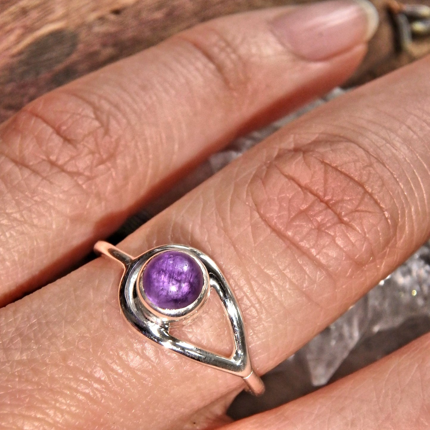 Ideal Stacking Ring~ Jelly Purple Amethyst Sterling Silver Ring (Size 7)