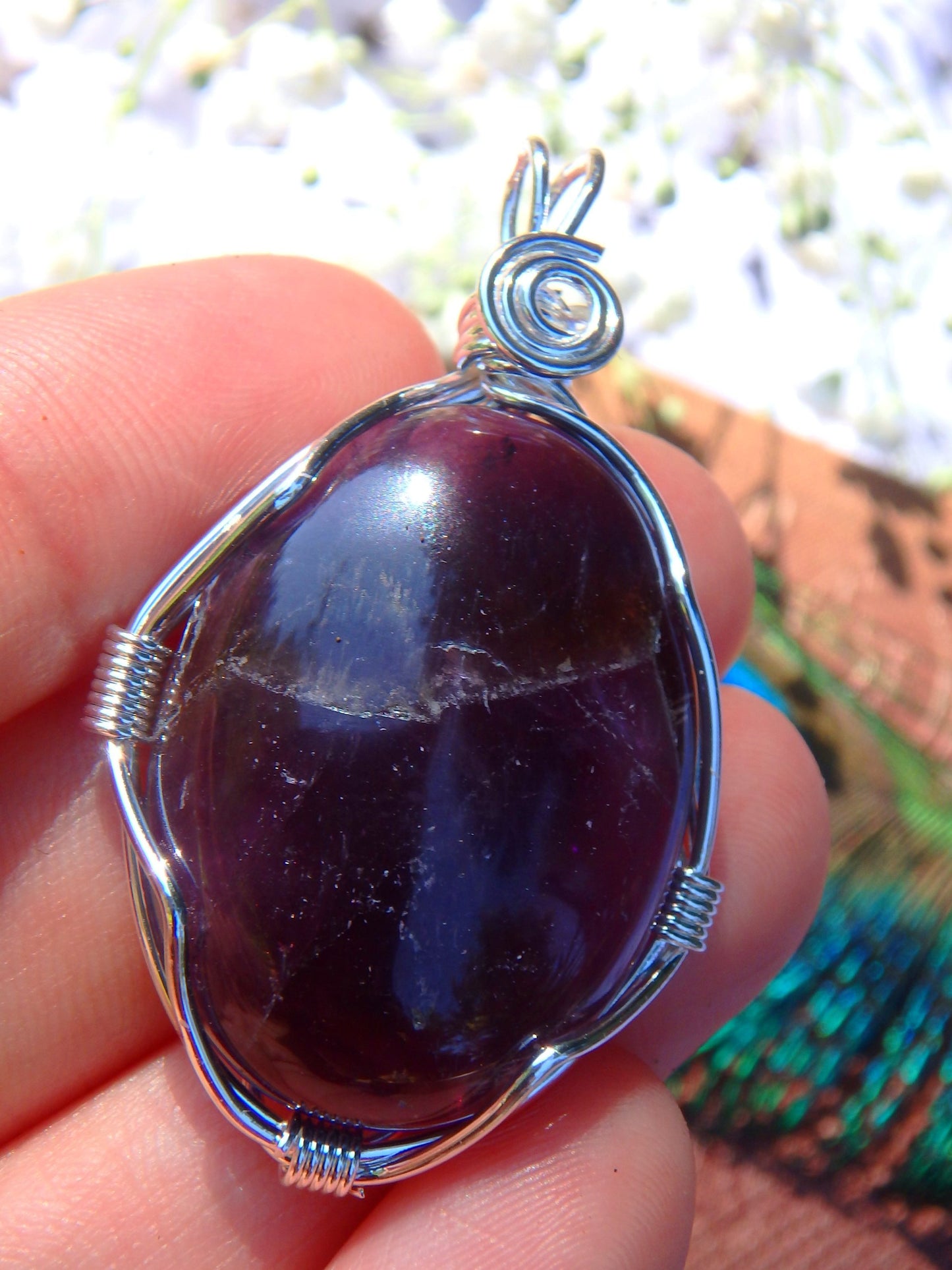 Juicy Purple Amethyst & Silver Wire Wrapped Pendant - Metiz Tier Price