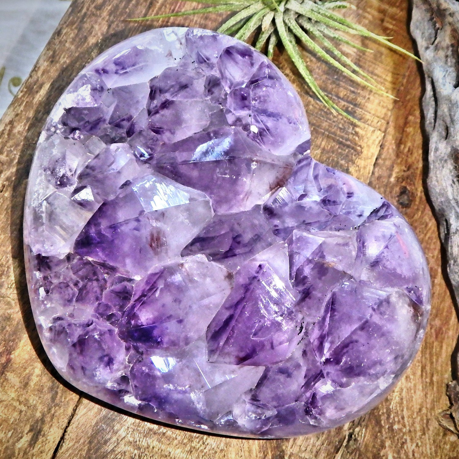 Incredible Large Unique Downward Facing Points Amethyst Gemstone Love Heart Carving - Earth Family Crystals