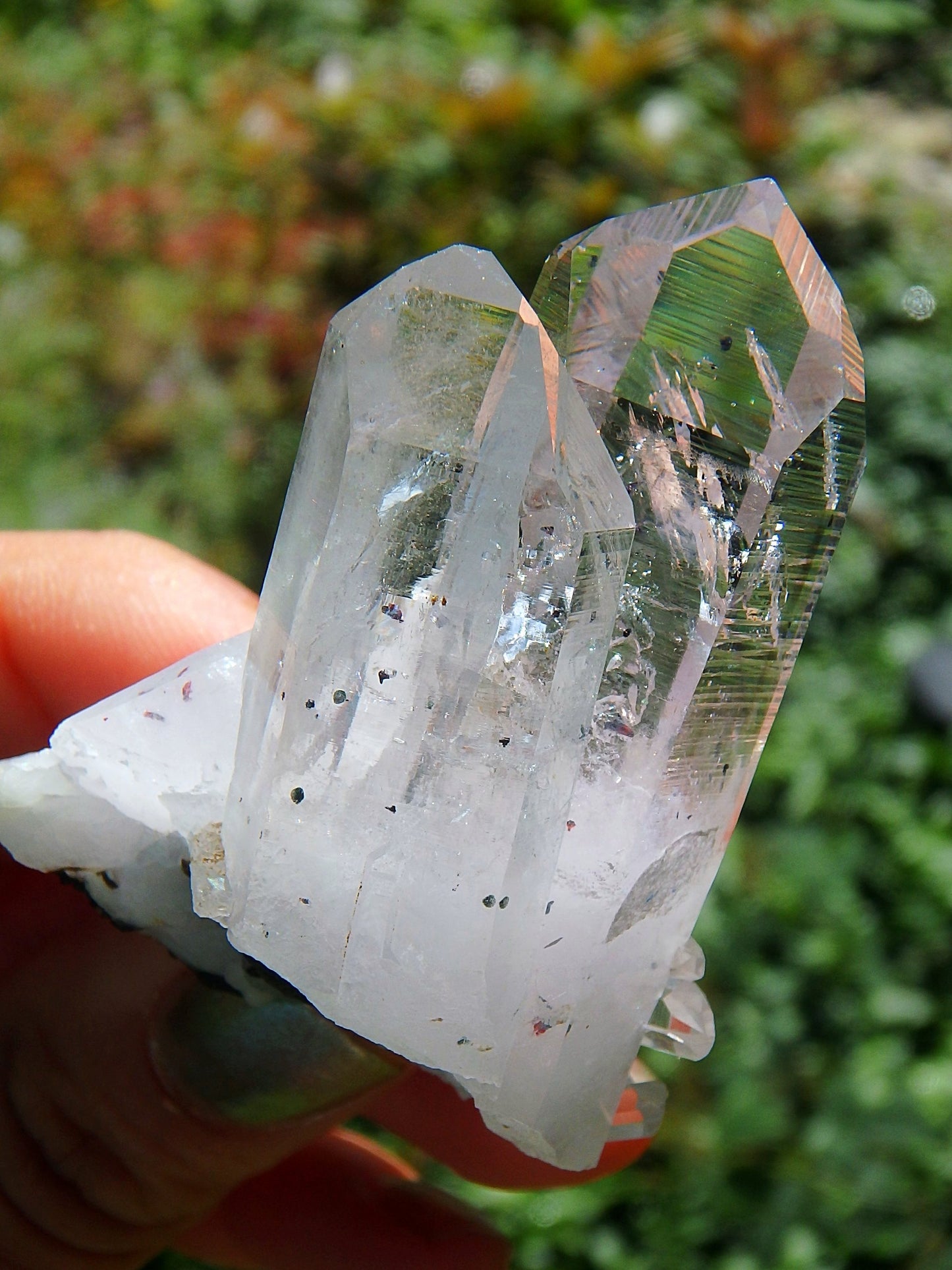 Moving Ancient Water Bubble~Light Lavender Purple Brandberg Amethyst Twin Point Cluster From Namibia - Earth Family Crystals