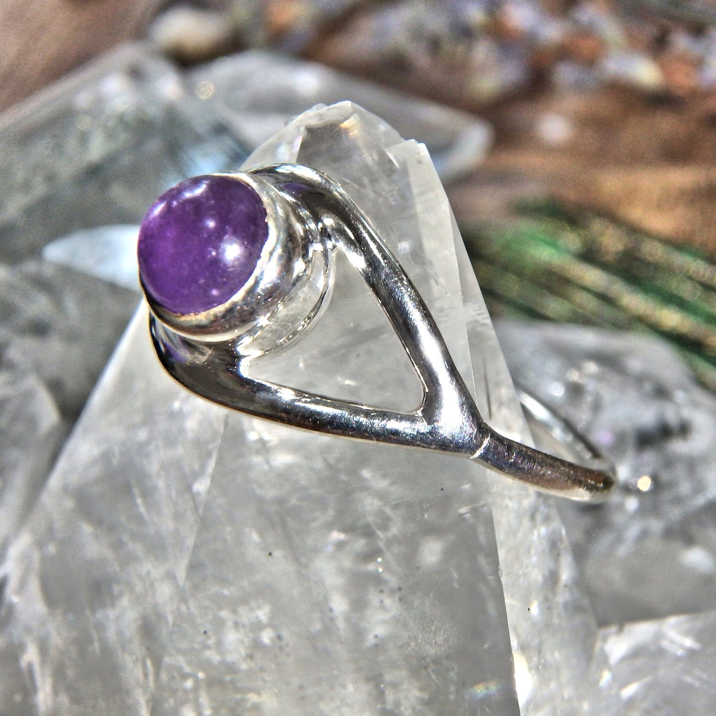 Ideal Stacking Ring~ Jelly Purple Amethyst Sterling Silver Ring (Size 7)