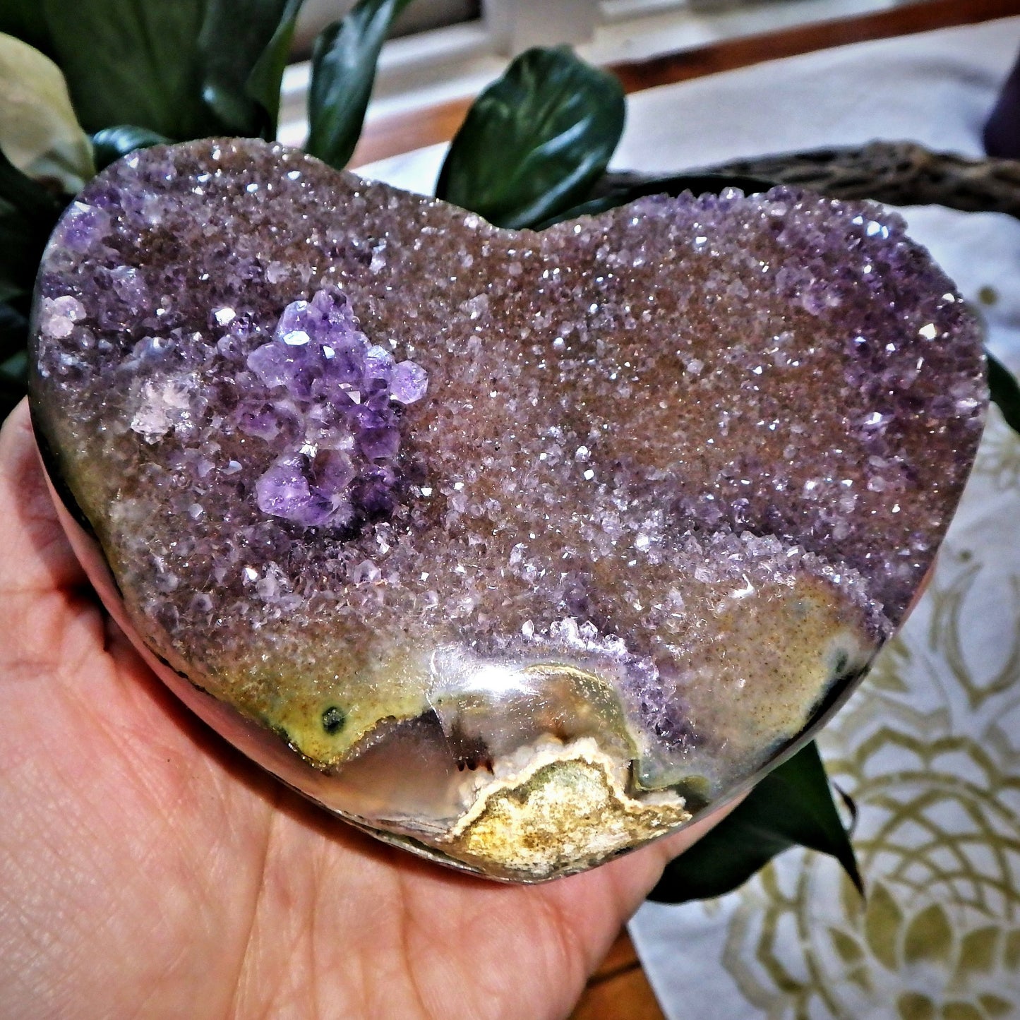 Incredible Large Puffy Lavender Amethyst Druzy Love Heart Carving From Brazil - Earth Family Crystals