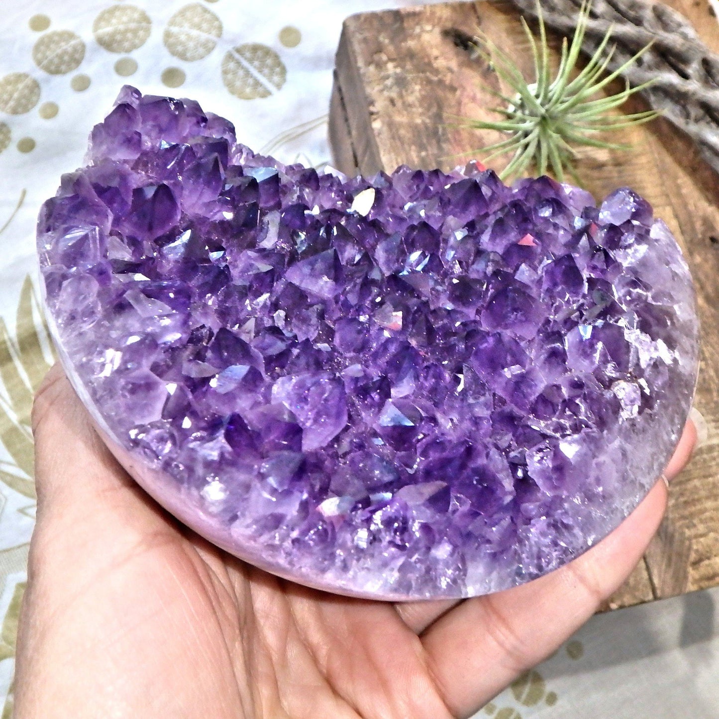  Amazing Large Amethyst Partial Sphere Carving With Fantastic Underside Natural Flower Pattern