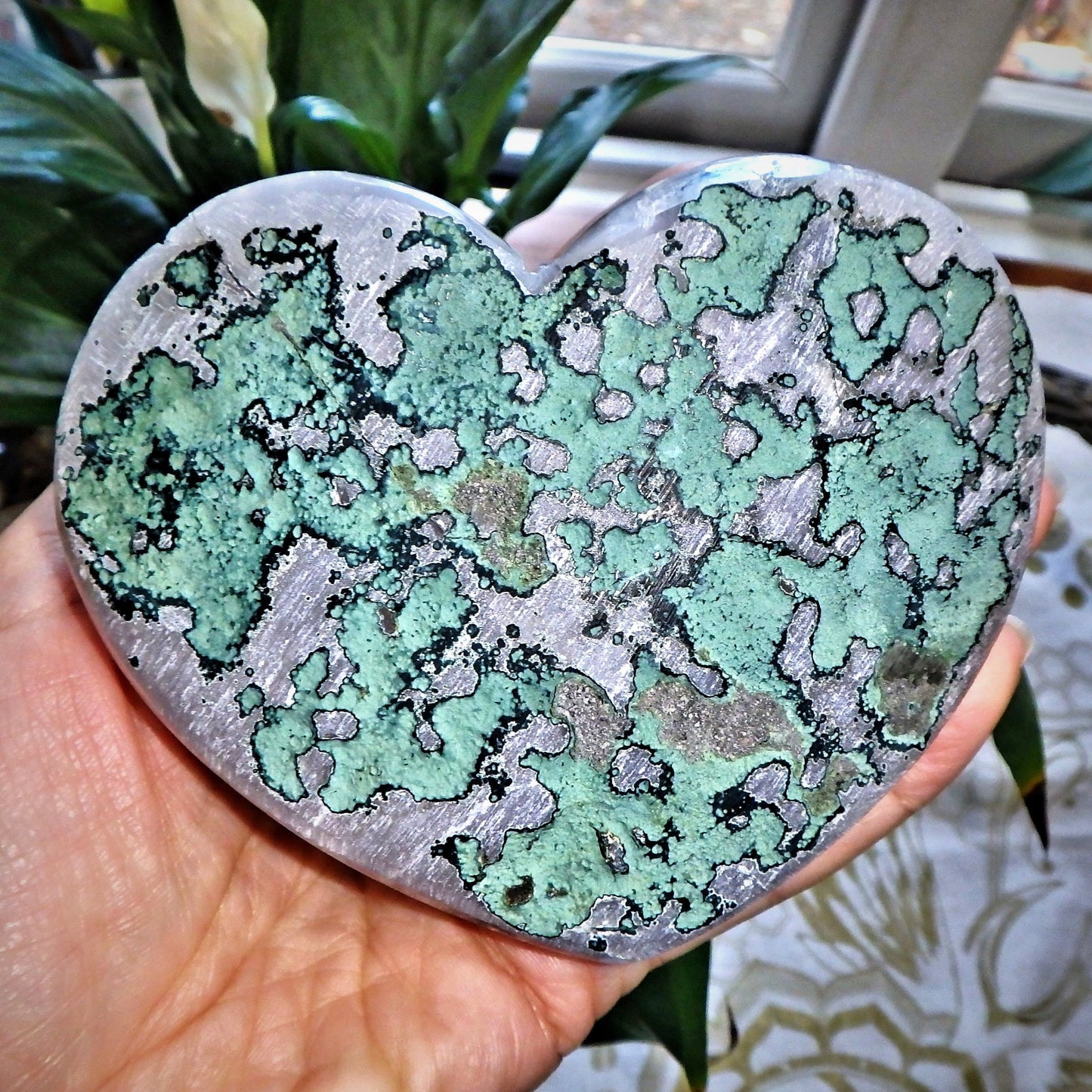 Incredible Large Unique Downward Facing Points Amethyst Gemstone Love Heart Carving - Earth Family Crystals