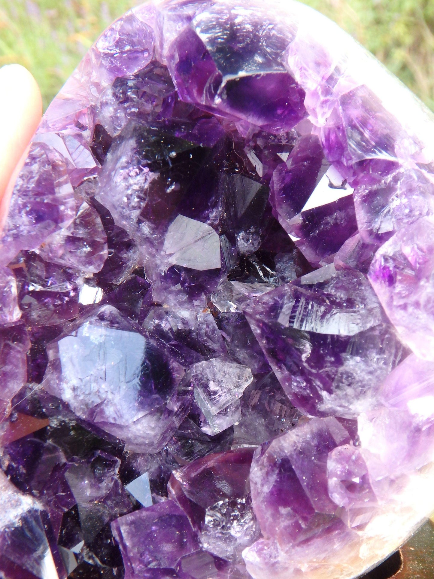  AA Grade Deep Purple Amethyst Free Form Specimen on Removable Wood Display Stand From Uruguay