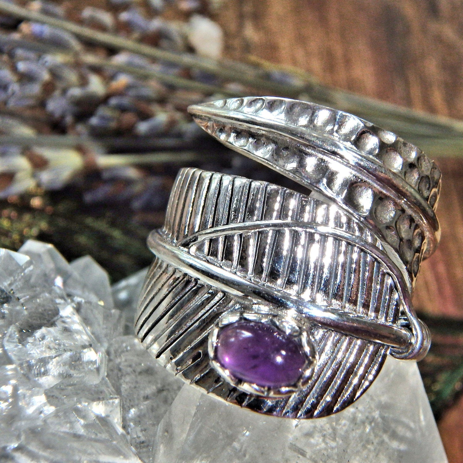  Chunky Amethyst  Sterling Silver Ring (Size 8)