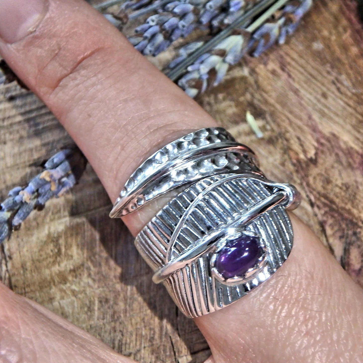  Chunky Amethyst  Sterling Silver Ring (Size 8)