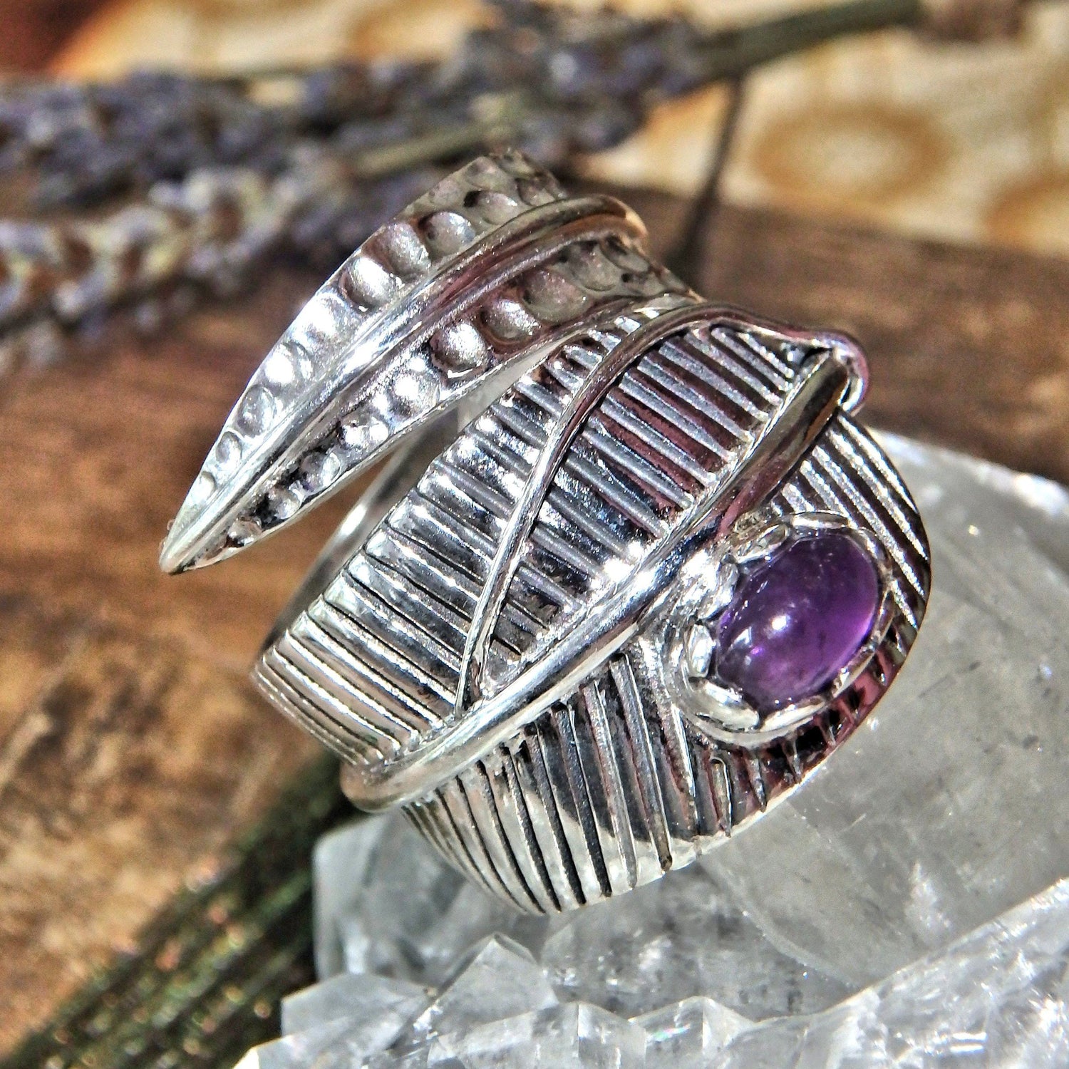  Chunky Amethyst  Sterling Silver Ring (Size 8)