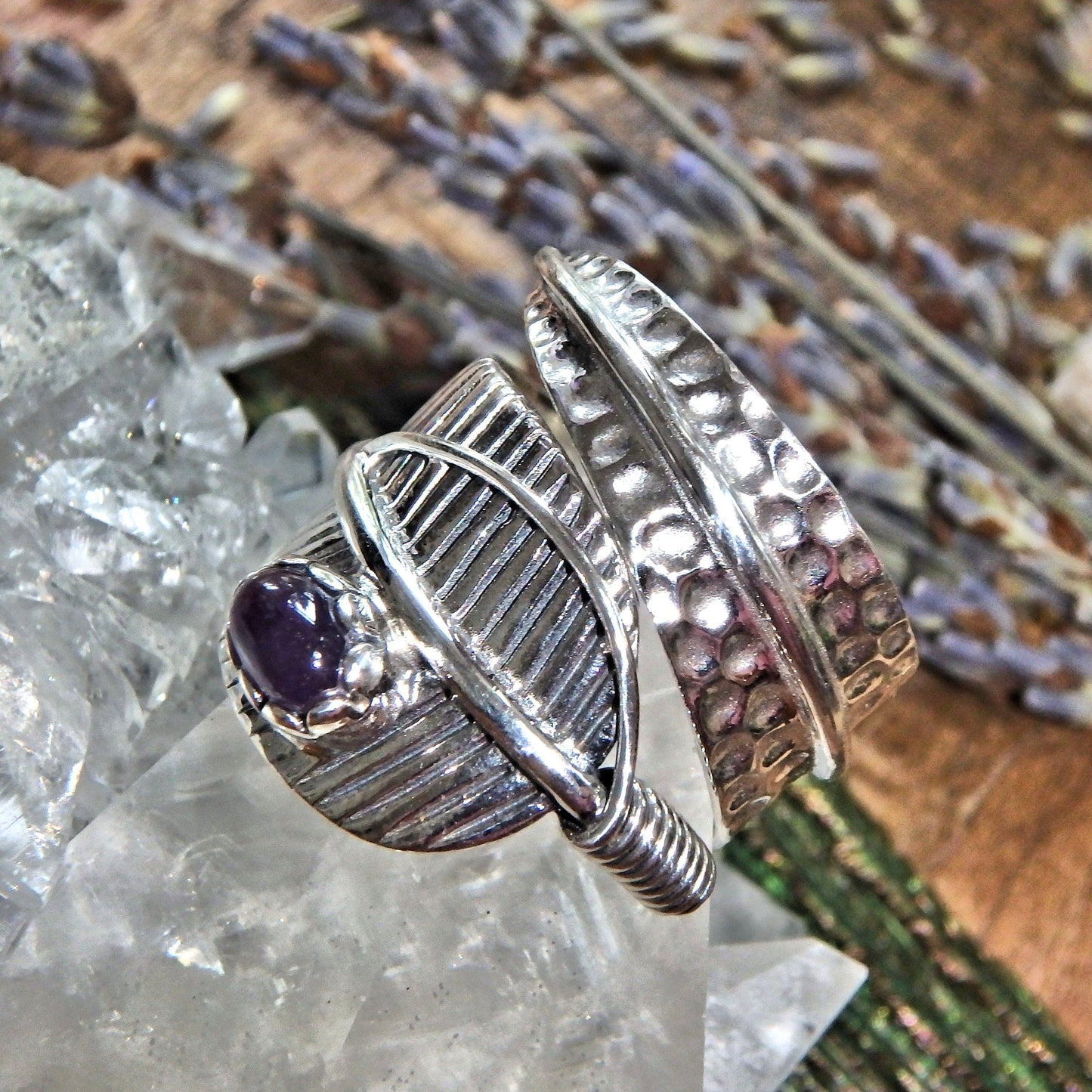  Chunky Amethyst  Sterling Silver Ring (Size 8)