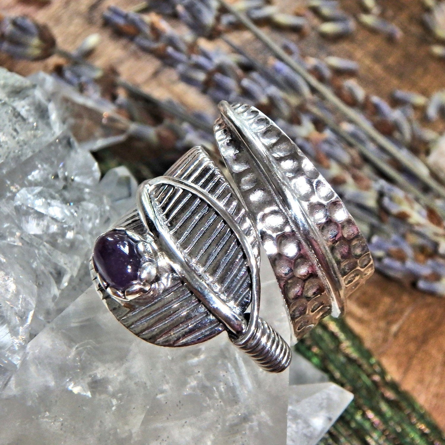  Chunky Amethyst  Sterling Silver Ring (Size 8)