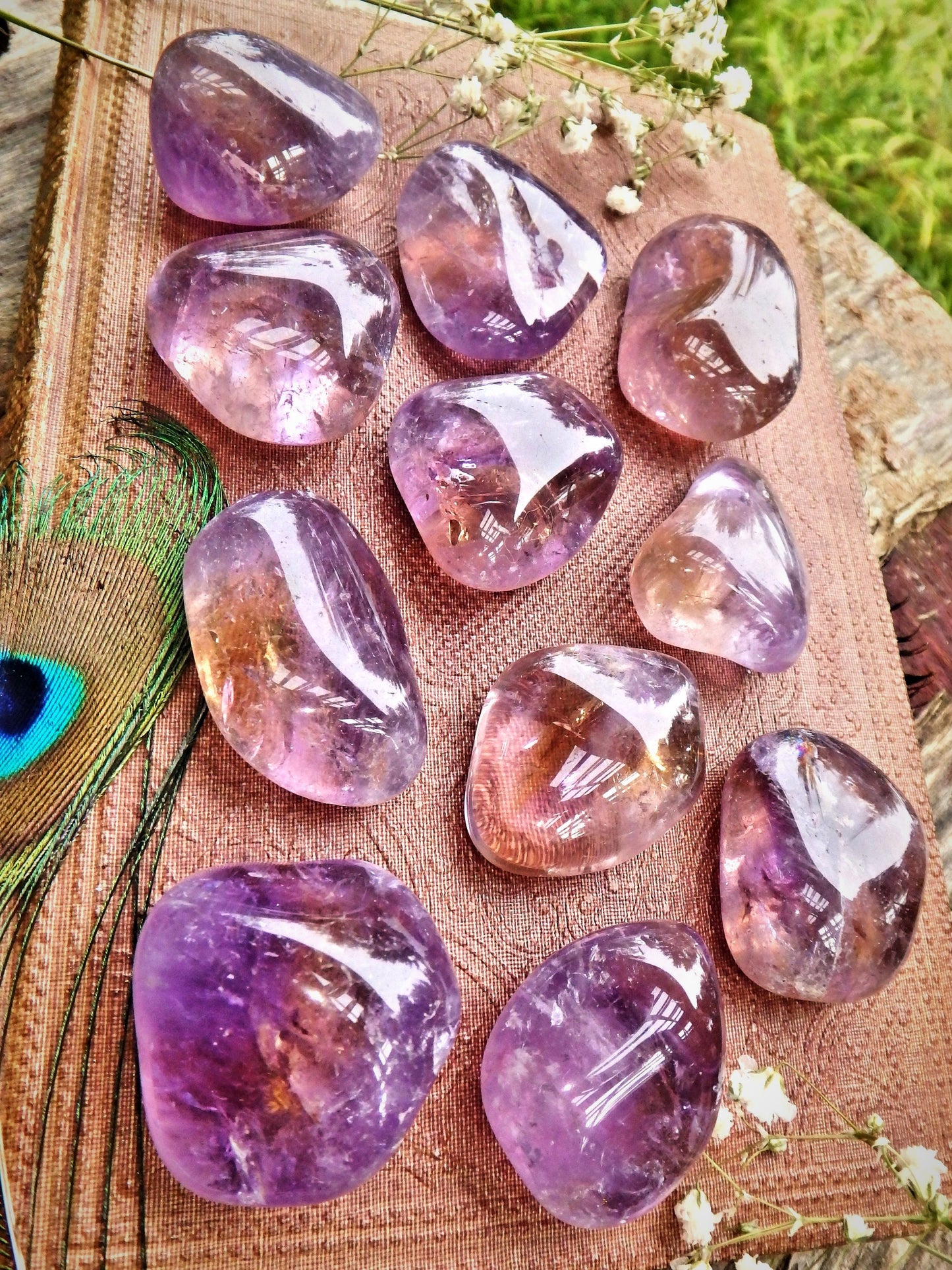 Set of 2 Powerful Brazilian Ametrine Tumbled Pocket Stone - Metiz Tier Price