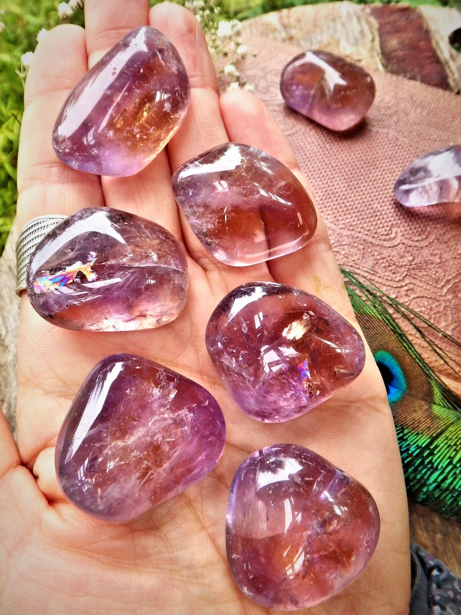 Set of 2 Powerful Brazilian Ametrine Tumbled Pocket Stone - Metiz Tier Price