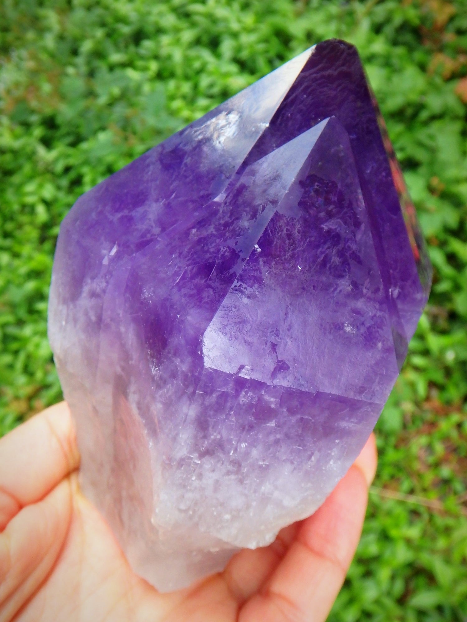 Incredible Twin Peak Bolivian Elestial Cathedral Ametrine Unpolished Standing Display Point 1 - Metiz Tier Price