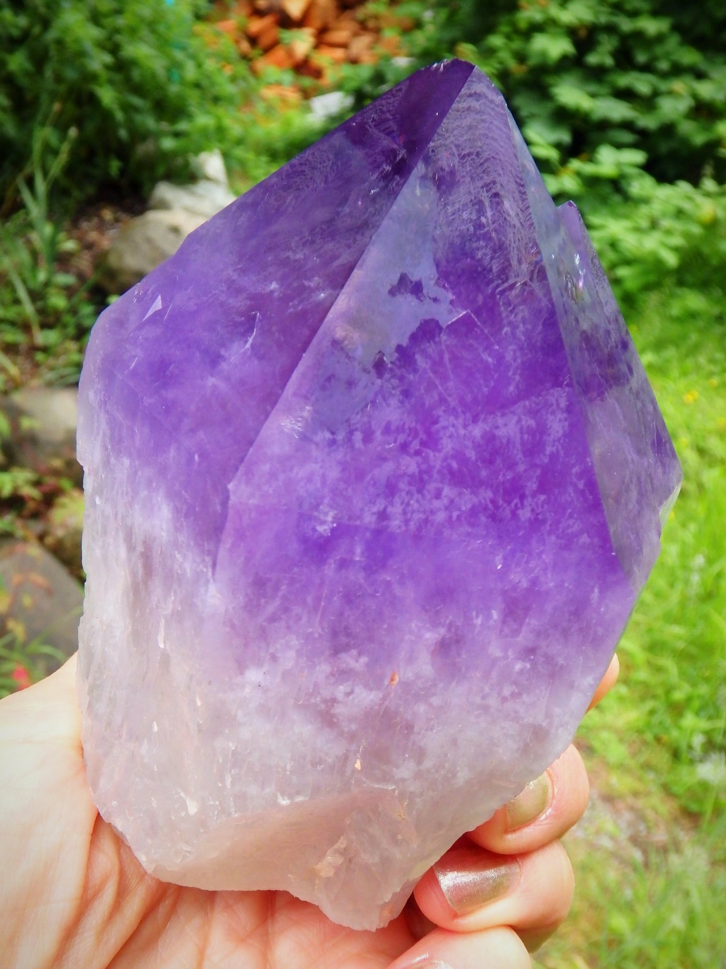 Incredible Twin Peak Bolivian Elestial Cathedral Ametrine Unpolished Standing Display Point 1 - Metiz Tier Price