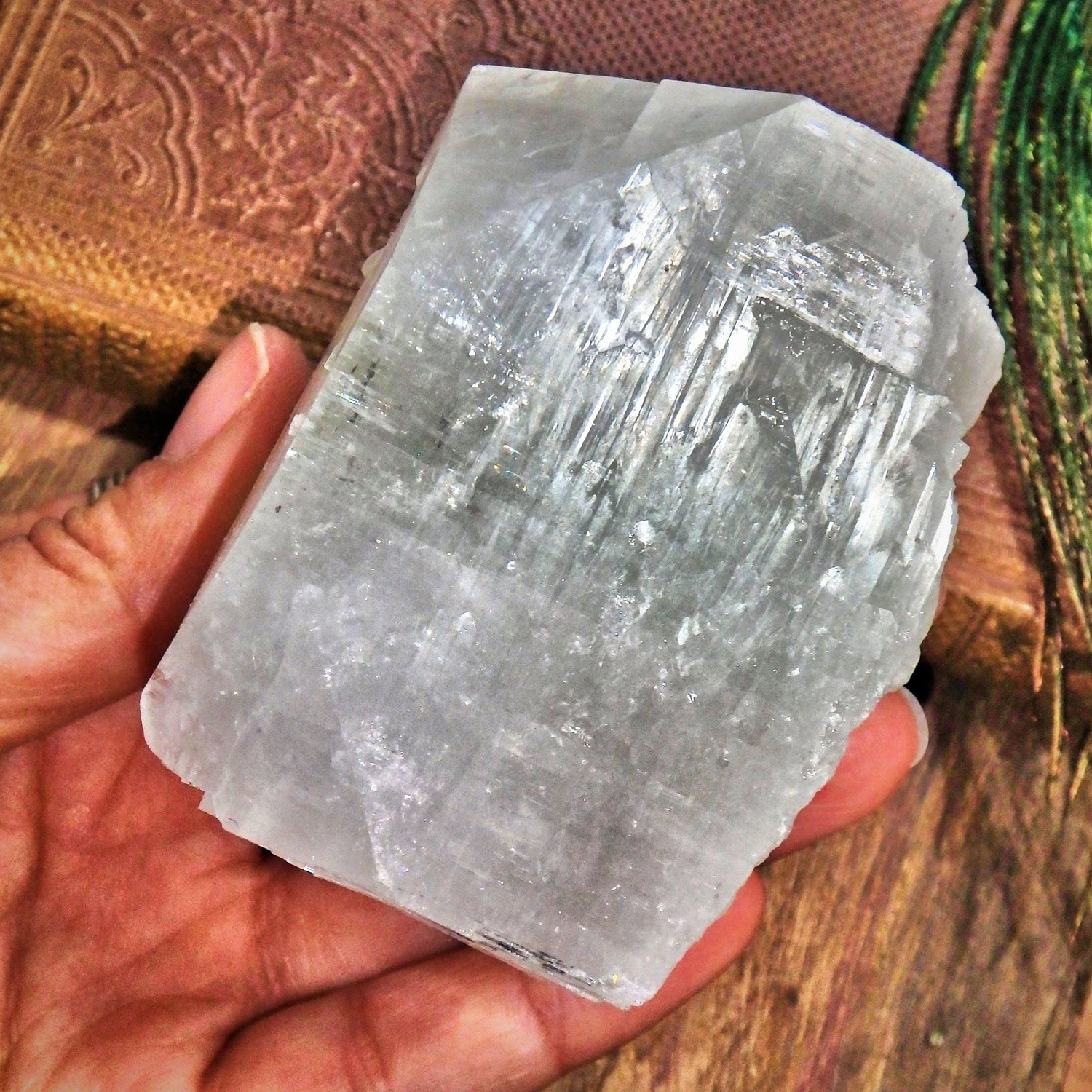  Brilliant Large Chunk of Green & White Apophyllite Cluster From India1
