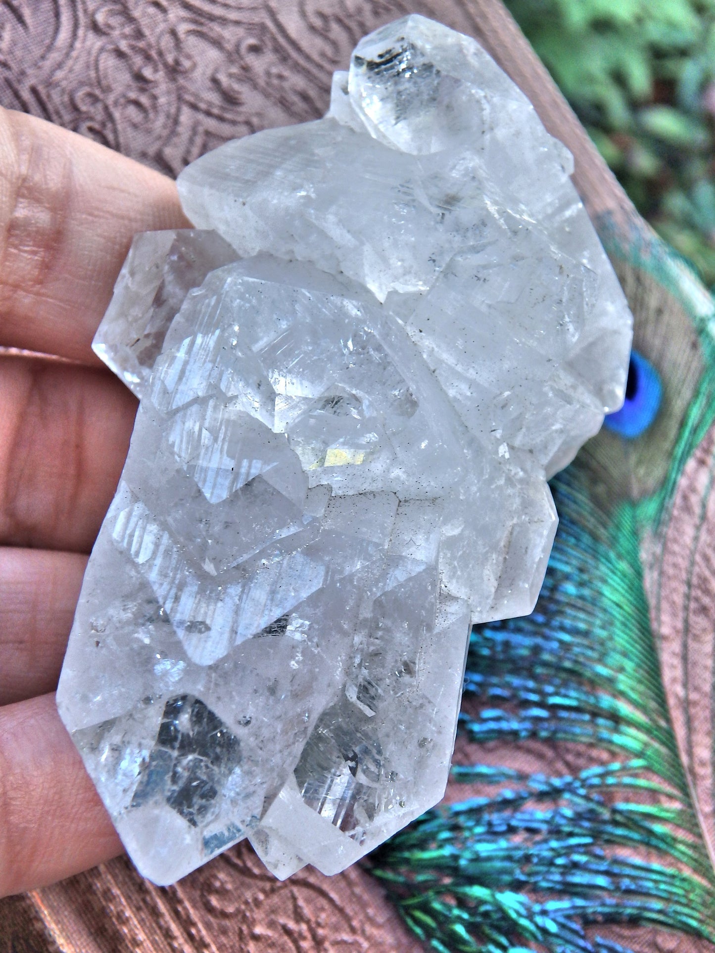 Mysterious Optical Glow Clear Apophyllite Point Cluster From India - Earth Family Crystals