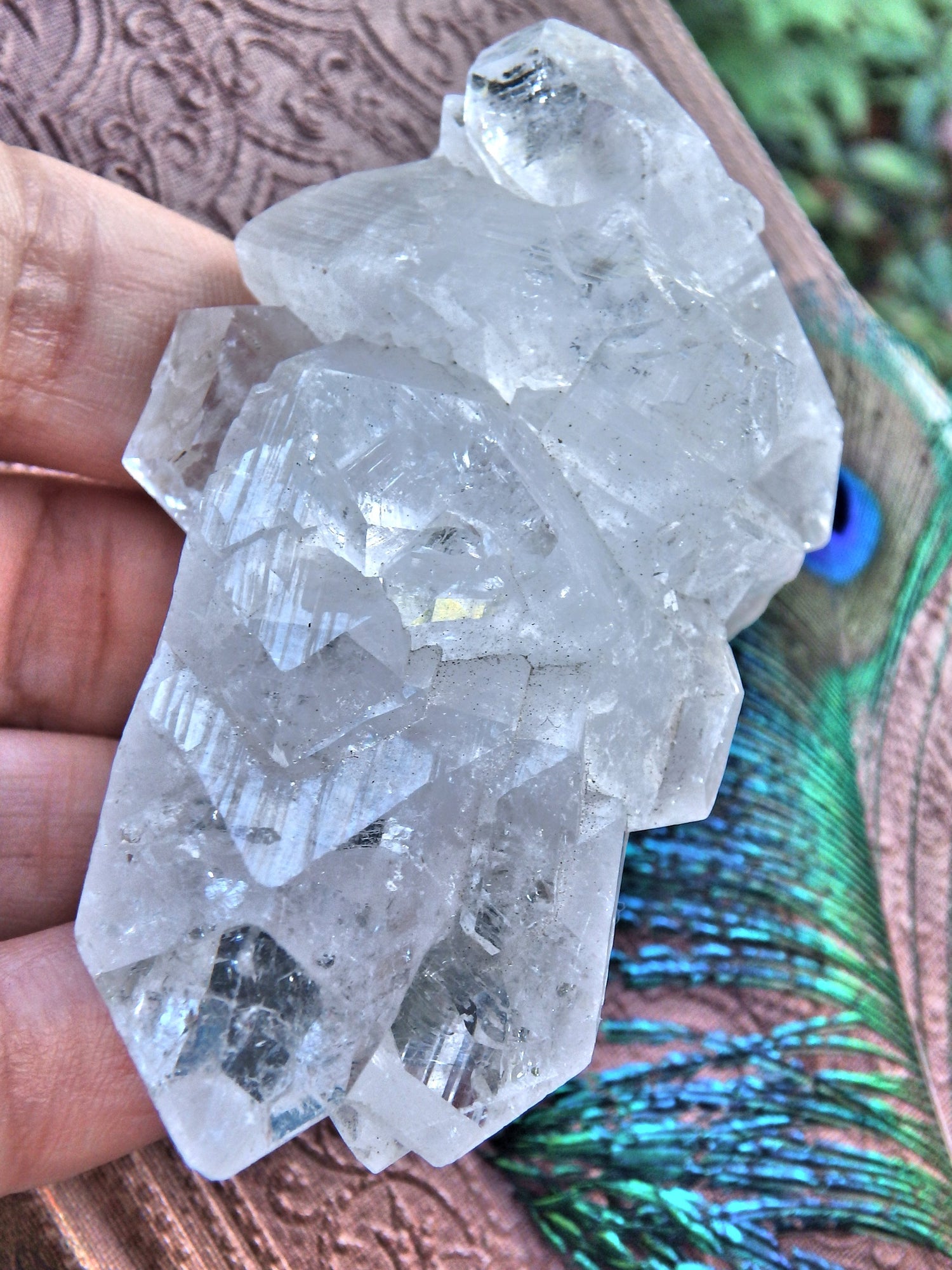 Mysterious Optical Glow Clear Apophyllite Point Cluster From India - Earth Family Crystals