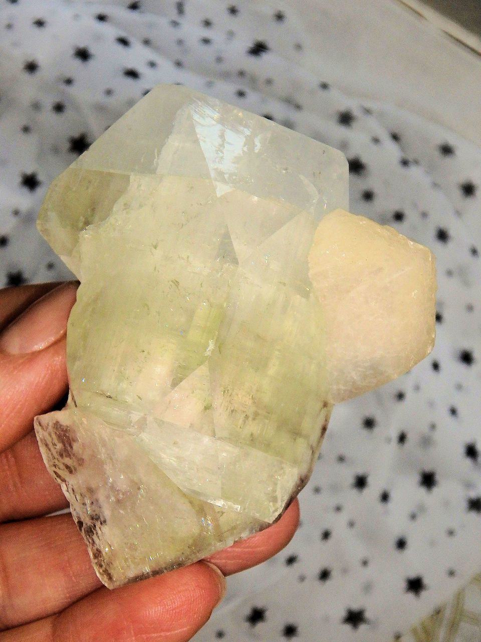 Brilliant Chunky Mint Green & White Apophyllite With Pink Stilbite Inclusion From India