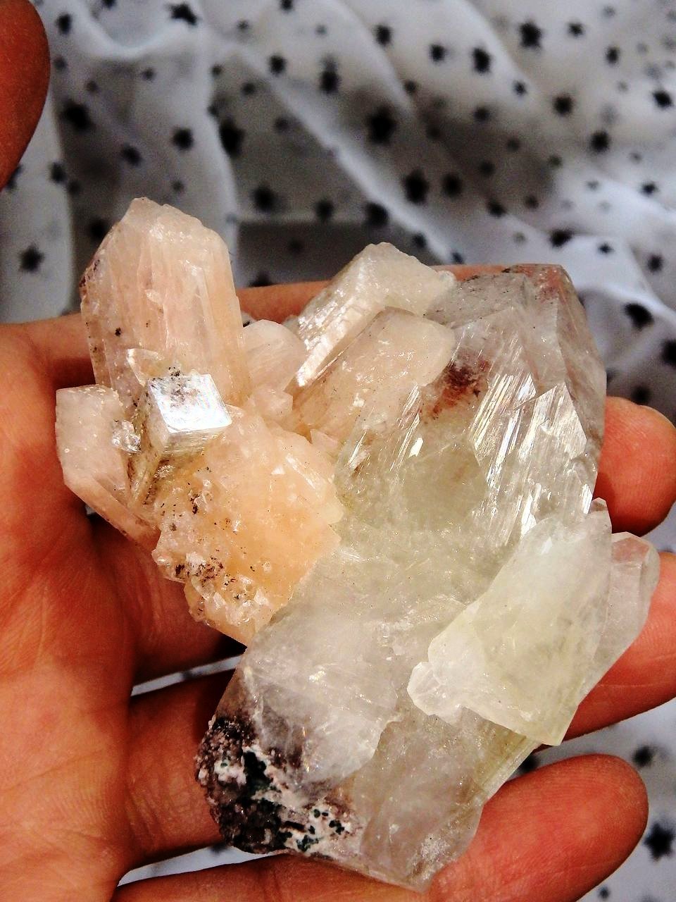 Precious Pretty Pink Stilbite & Apophyllite Cluster from India 1 - Earth Family Crystals