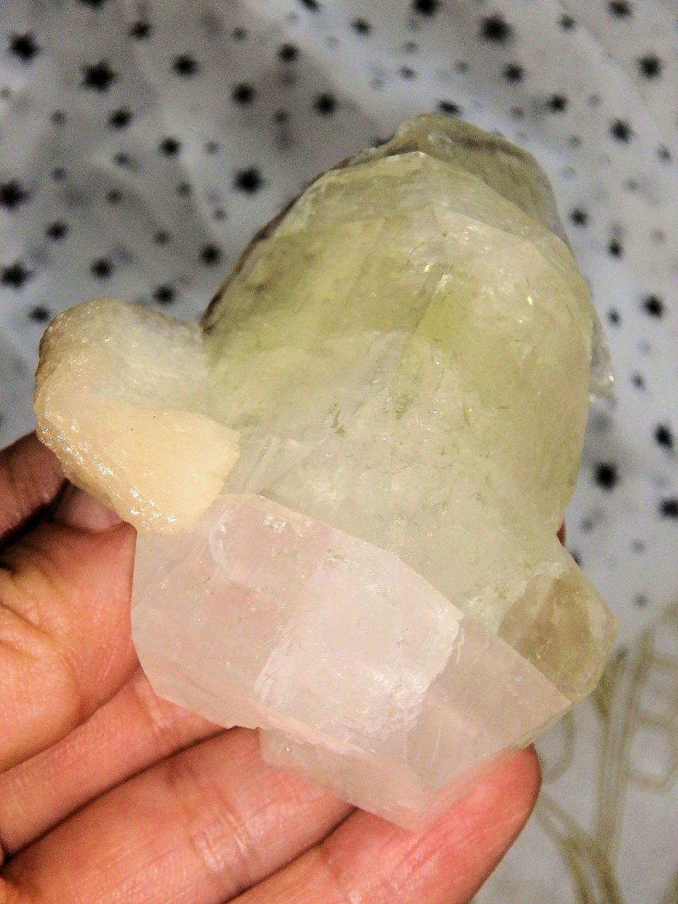  Brilliant Chunky Mint Green & White Apophyllite With Pink Stilbite Inclusion From India