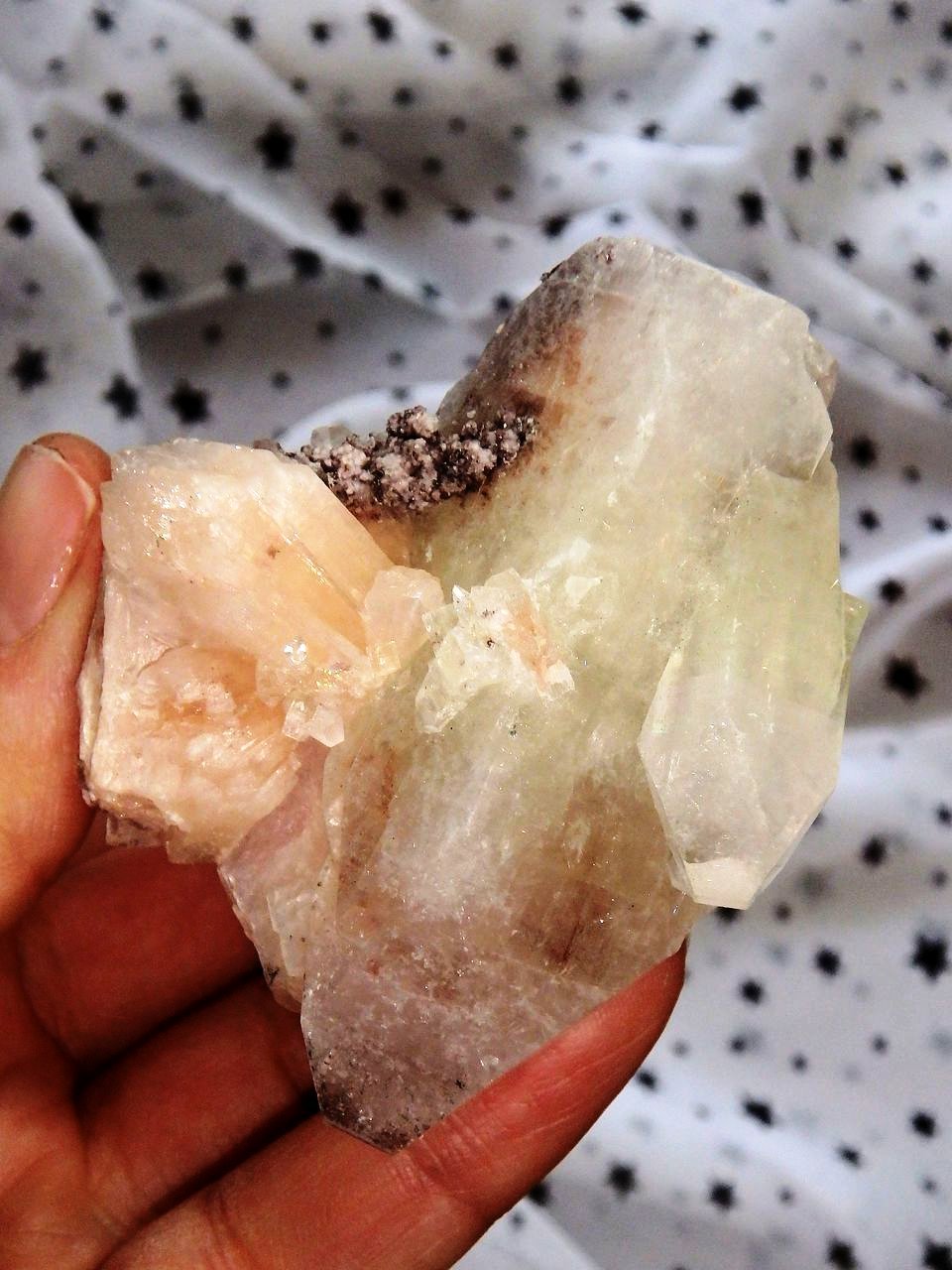 Precious Pretty Pink Stilbite & Apophyllite Cluster from India 1 - Earth Family Crystals