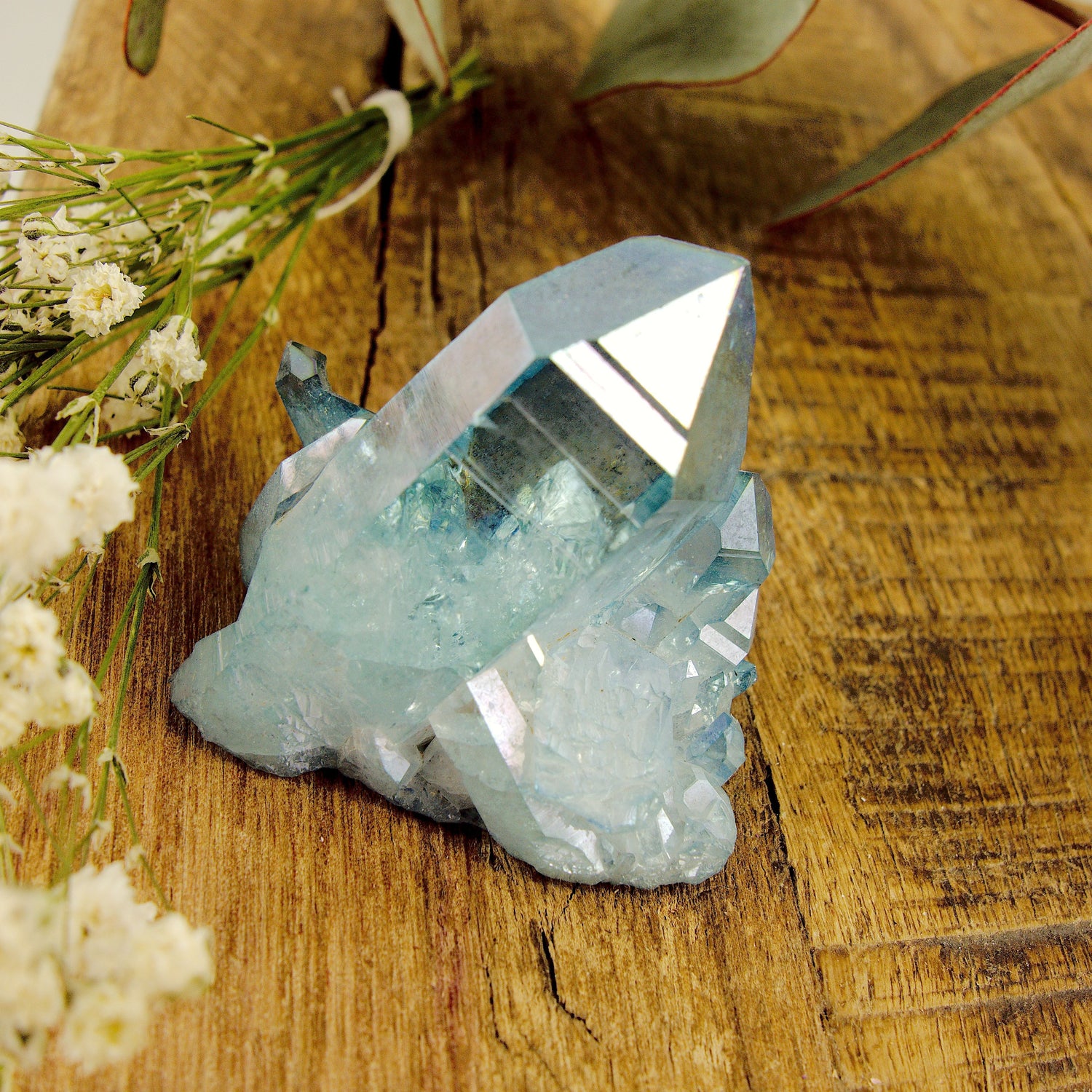 Gorgeous Rainbows  Aqua Aura Quartz Cluster From Arkansas #3 - Earth Family Crystals