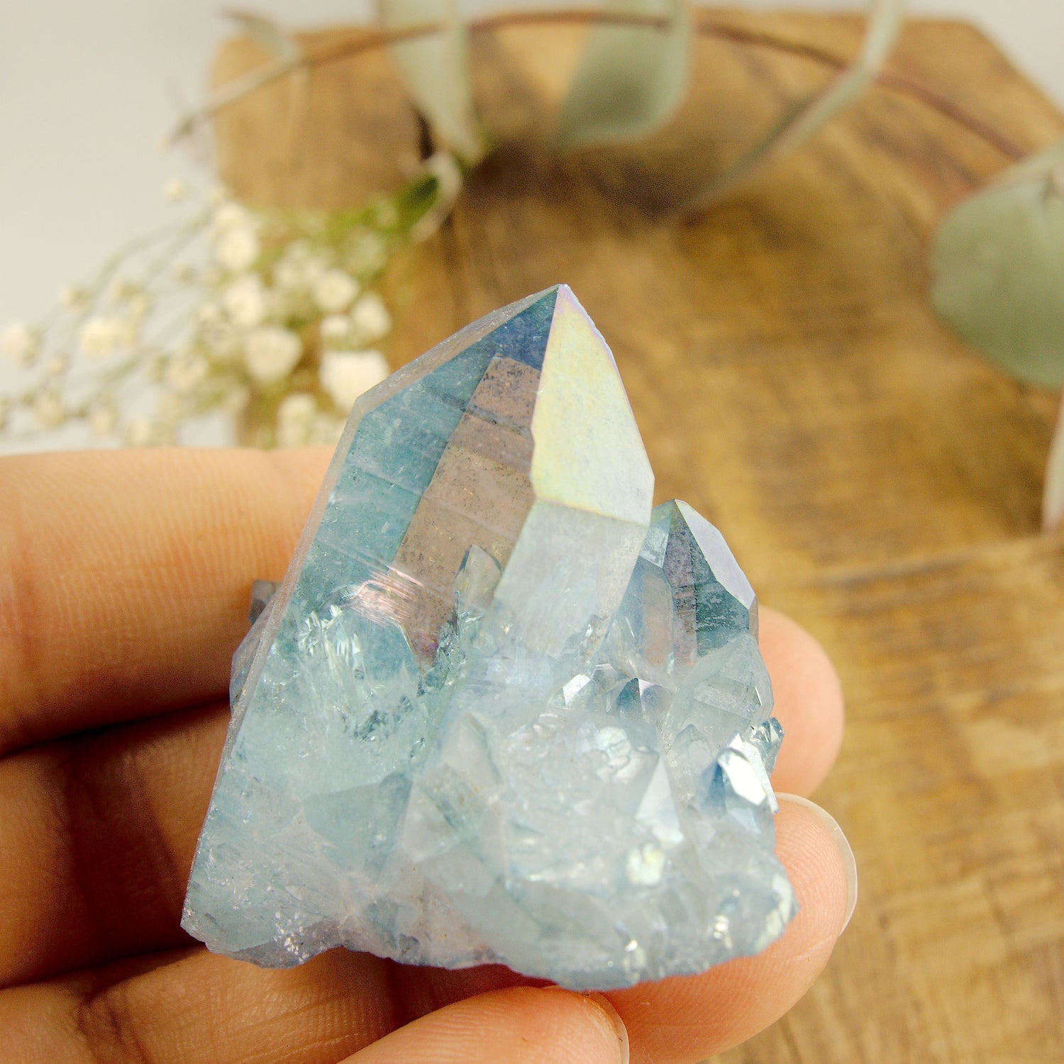 Gorgeous Rainbows  Aqua Aura Quartz Cluster From Arkansas #3 - Earth Family Crystals