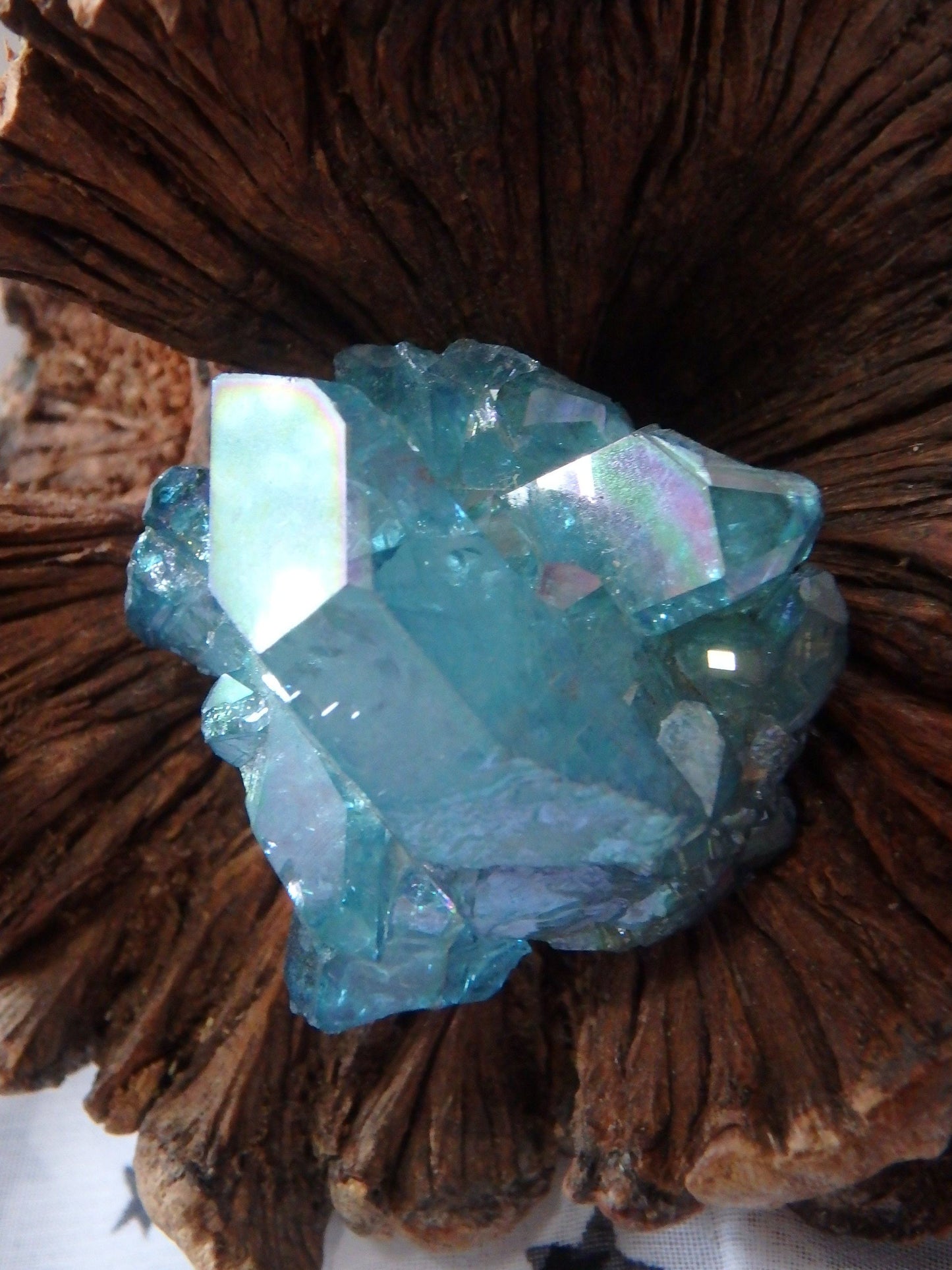  Cute Hand Held Aqua Aura Quartz Button Cluster From Arkansas