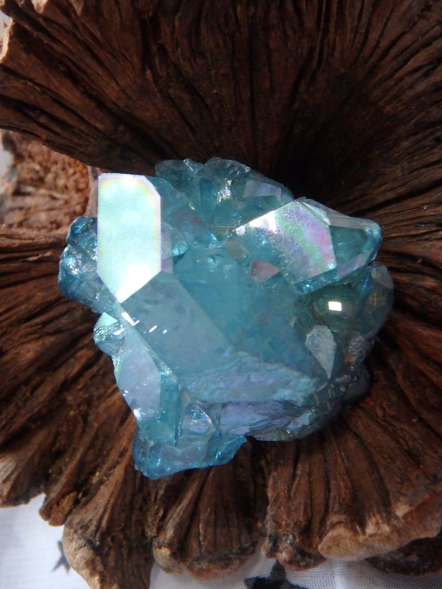  Cute Hand Held Aqua Aura Quartz Button Cluster From Arkansas