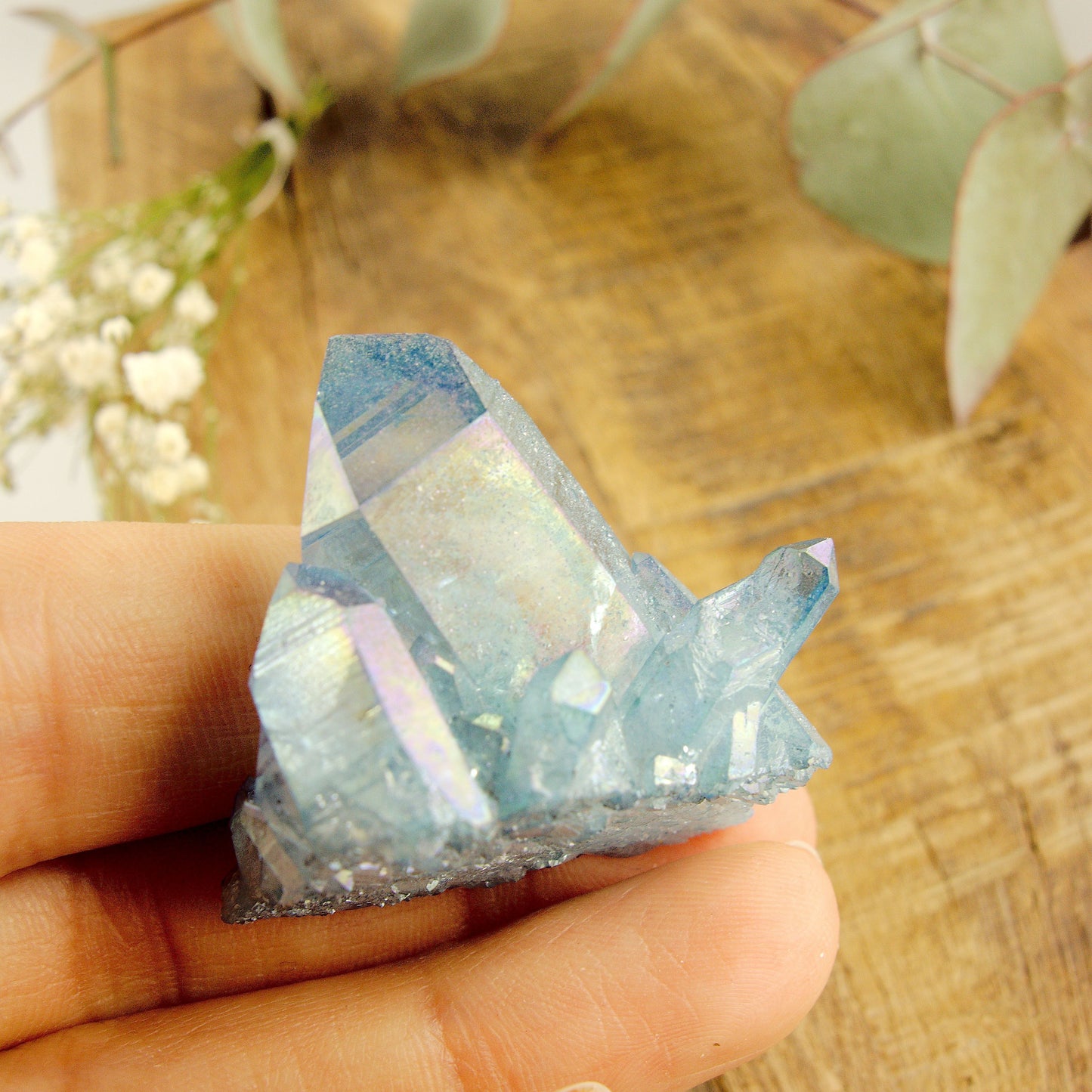 Gorgeous Rainbows  Aqua Aura Quartz Cluster From Arkansas #3 - Earth Family Crystals