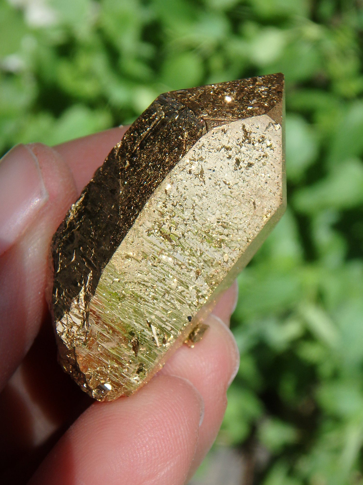  Breathtaking Shimmer Elestial DT Gold Aura Quartz Point