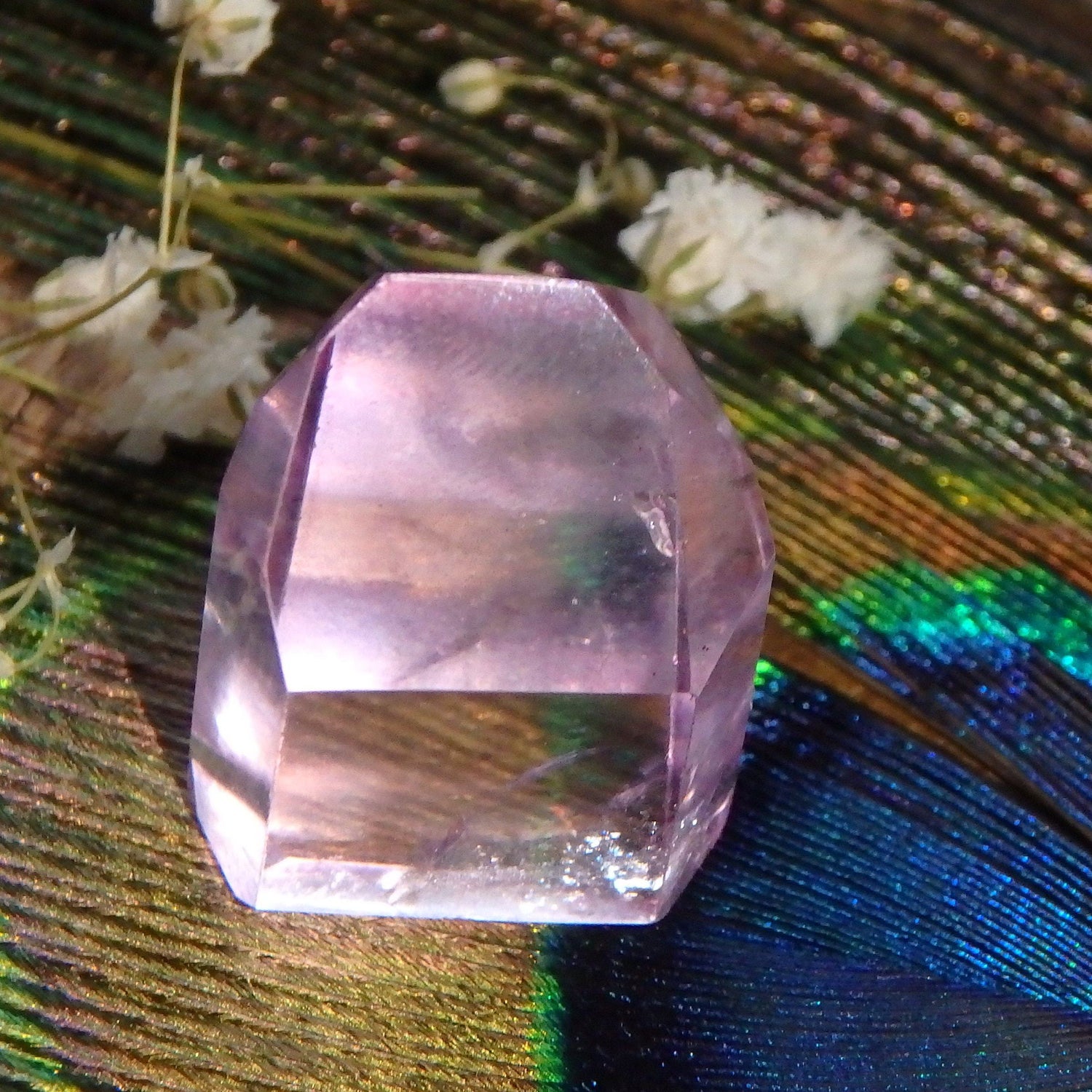  Cranberry Pink Rose Aura Quartz Mini Standing Generator