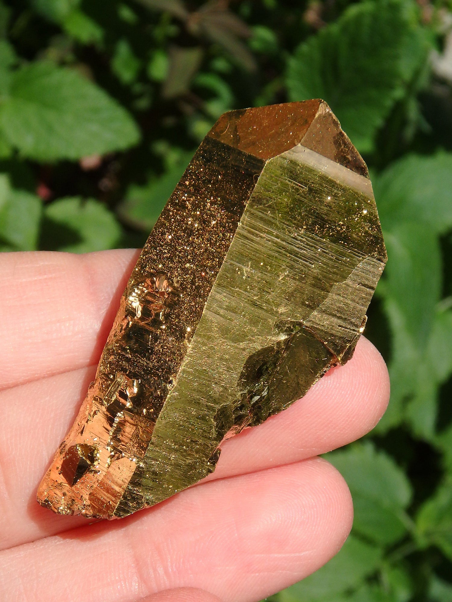  Brilliant DT Gold Aura Quartz Point With Record Keepers
