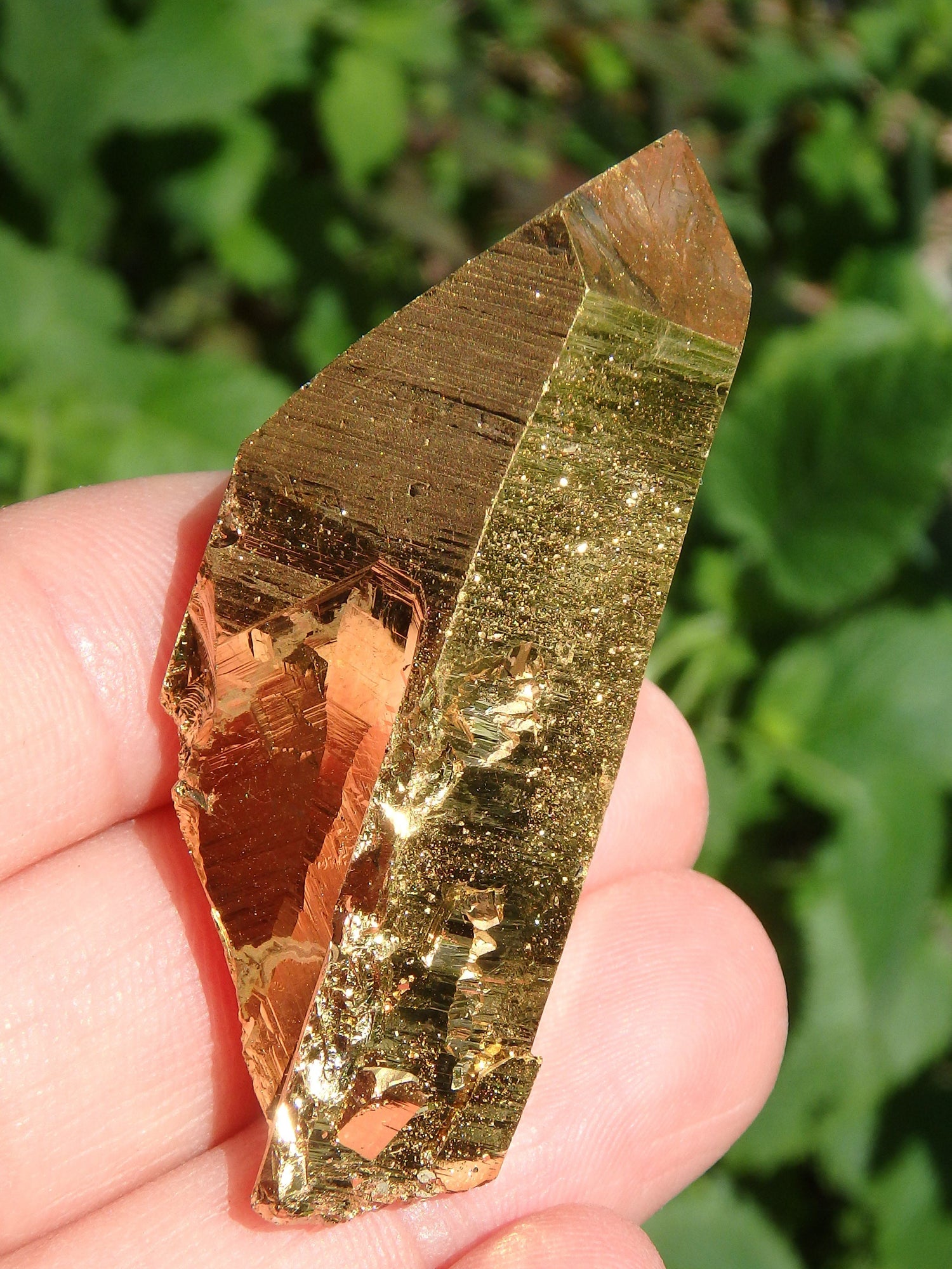  Brilliant DT Gold Aura Quartz Point With Record Keepers