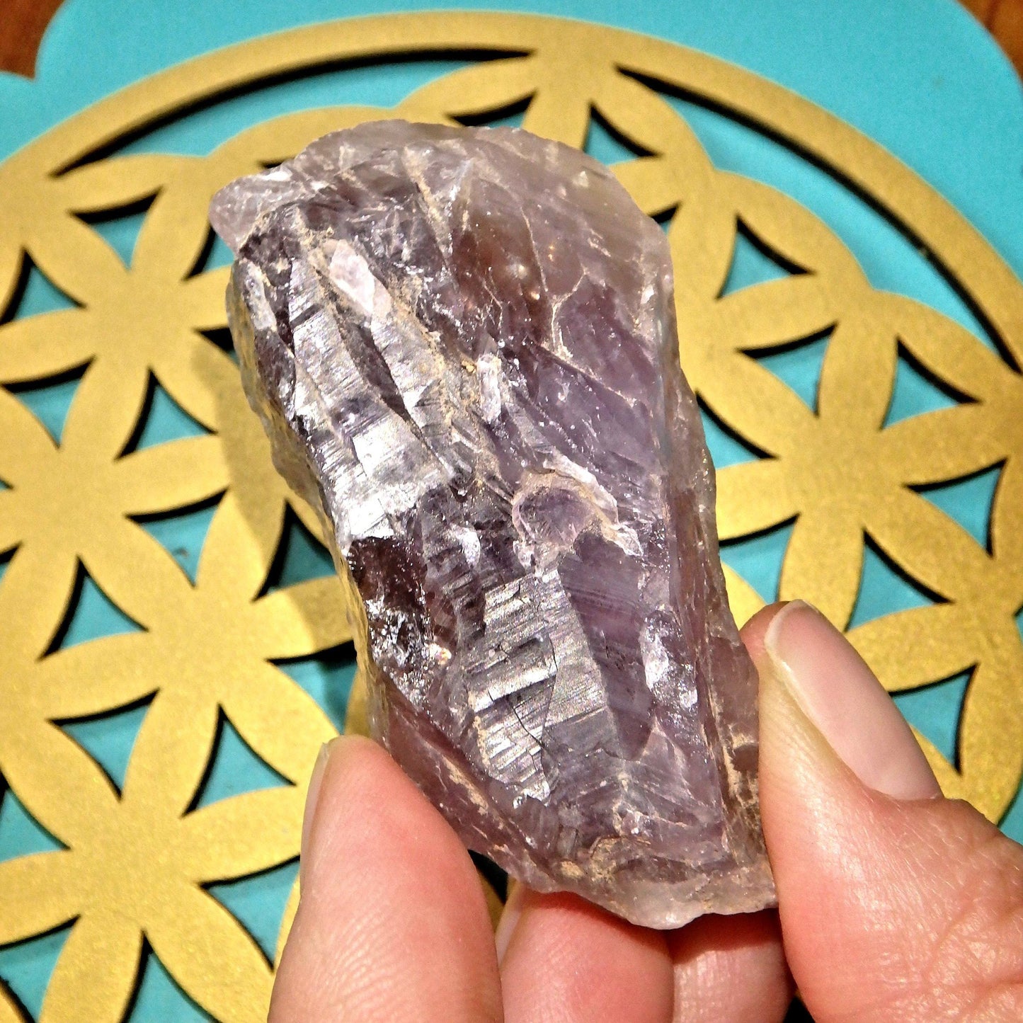  Cute Handheld  Auralite-23  Point With Green Inclusions From Ontario, Canada