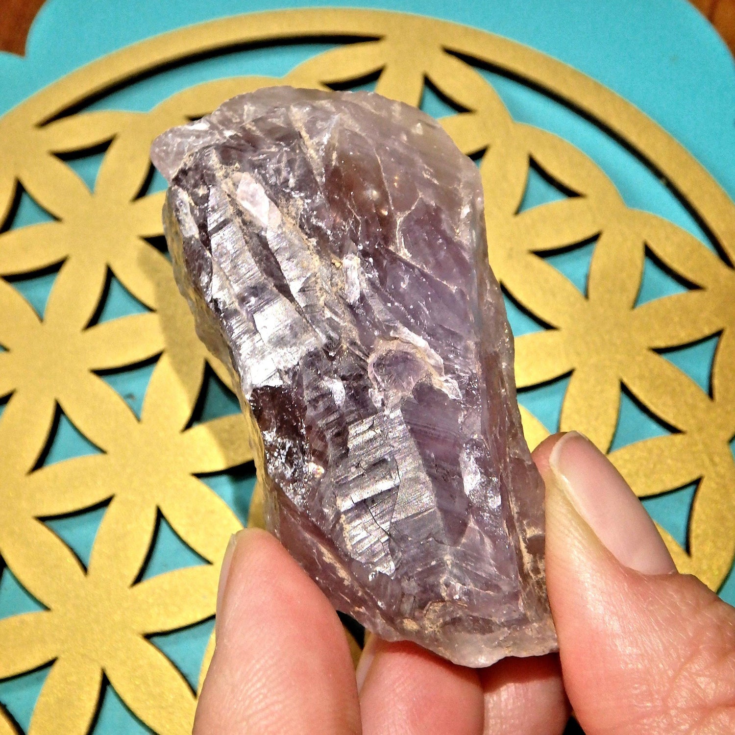  Cute Handheld  Auralite-23  Point With Green Inclusions From Ontario, Canada