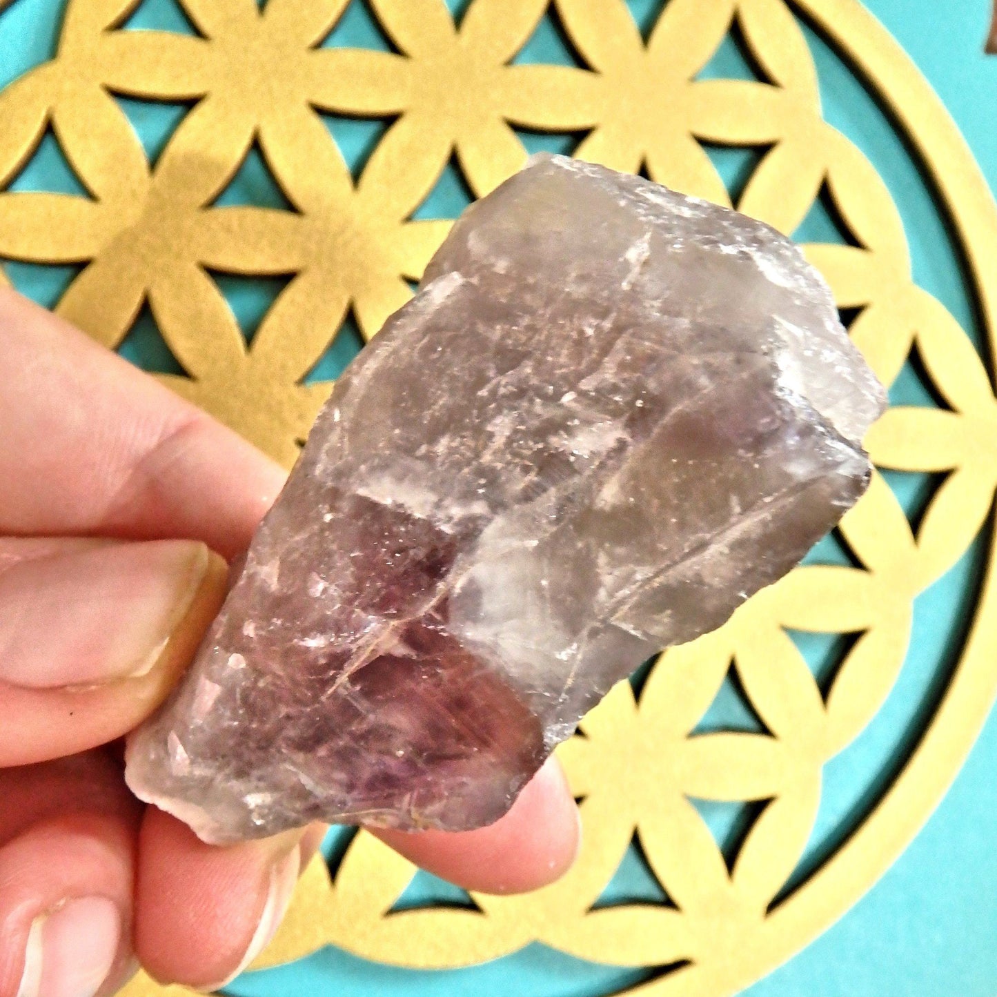  Cute Handheld  Auralite-23  Point With Green Inclusions From Ontario, Canada