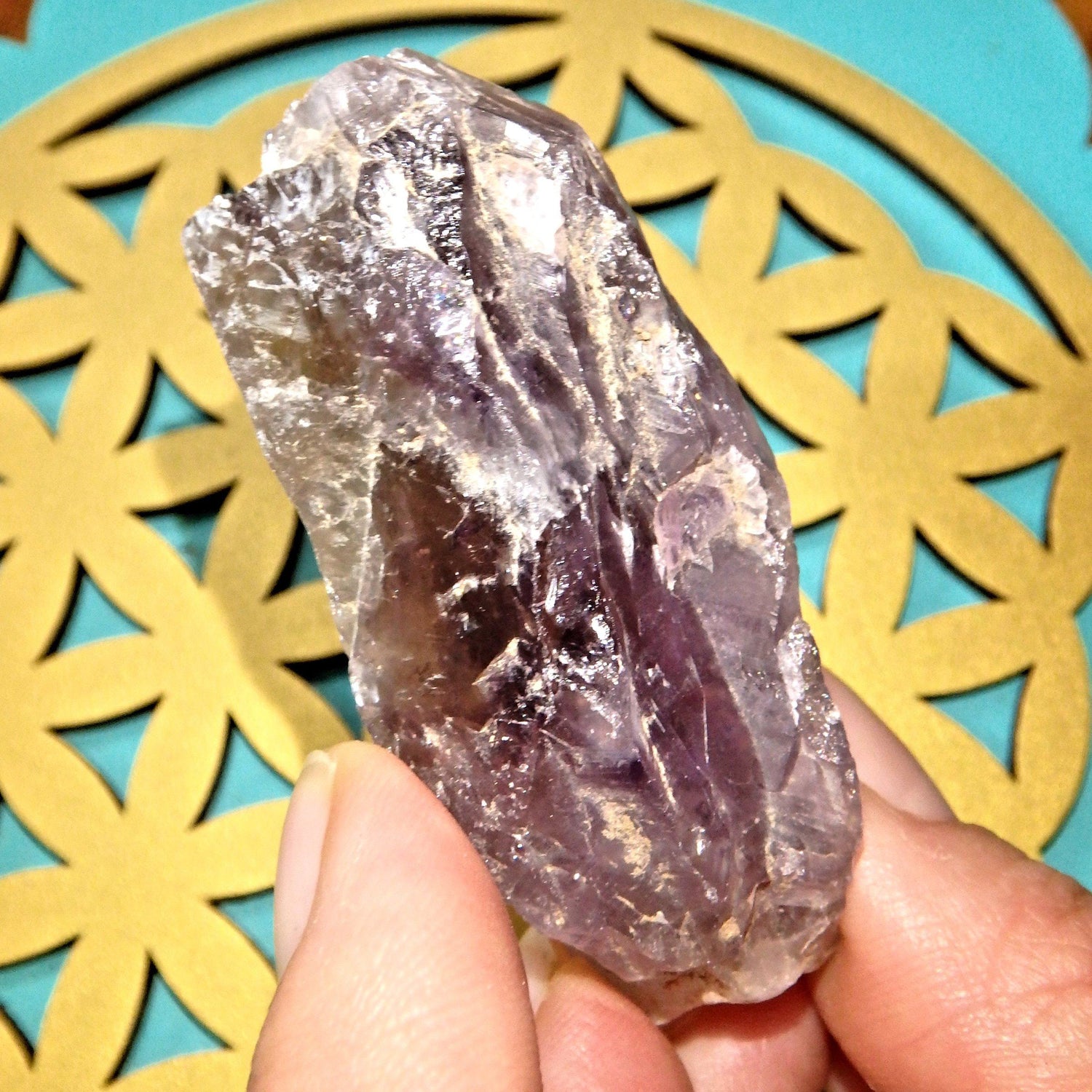  Cute Handheld  Auralite-23  Point With Green Inclusions From Ontario, Canada