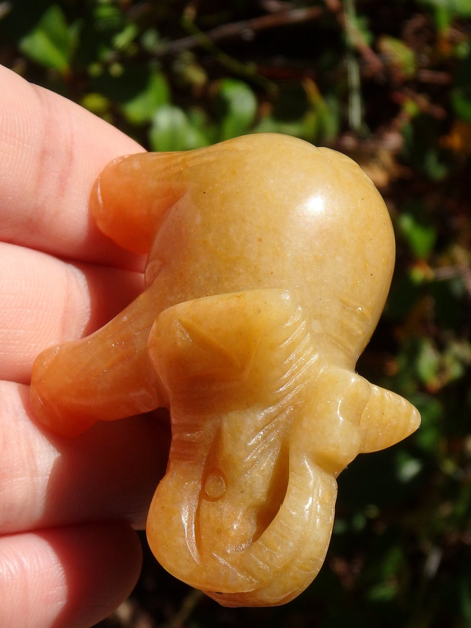  Adorable Orange Aventurine Elephant Carving